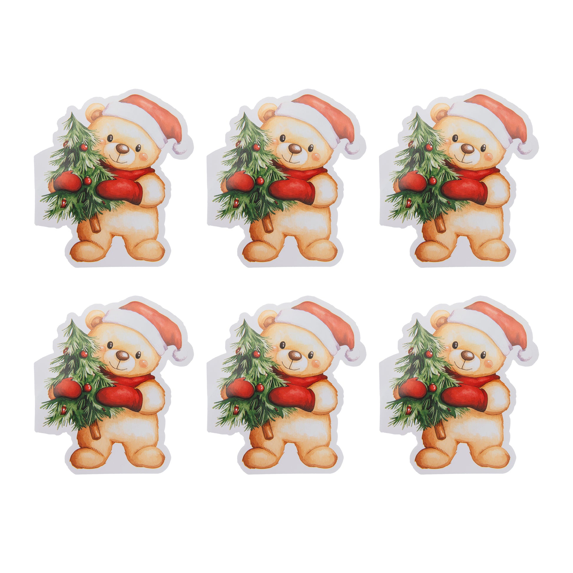 12 Pack 3 Ply Shaped Napkin Bear Holding Tree, Paper Napkins, Holiday Decor- Set of 6