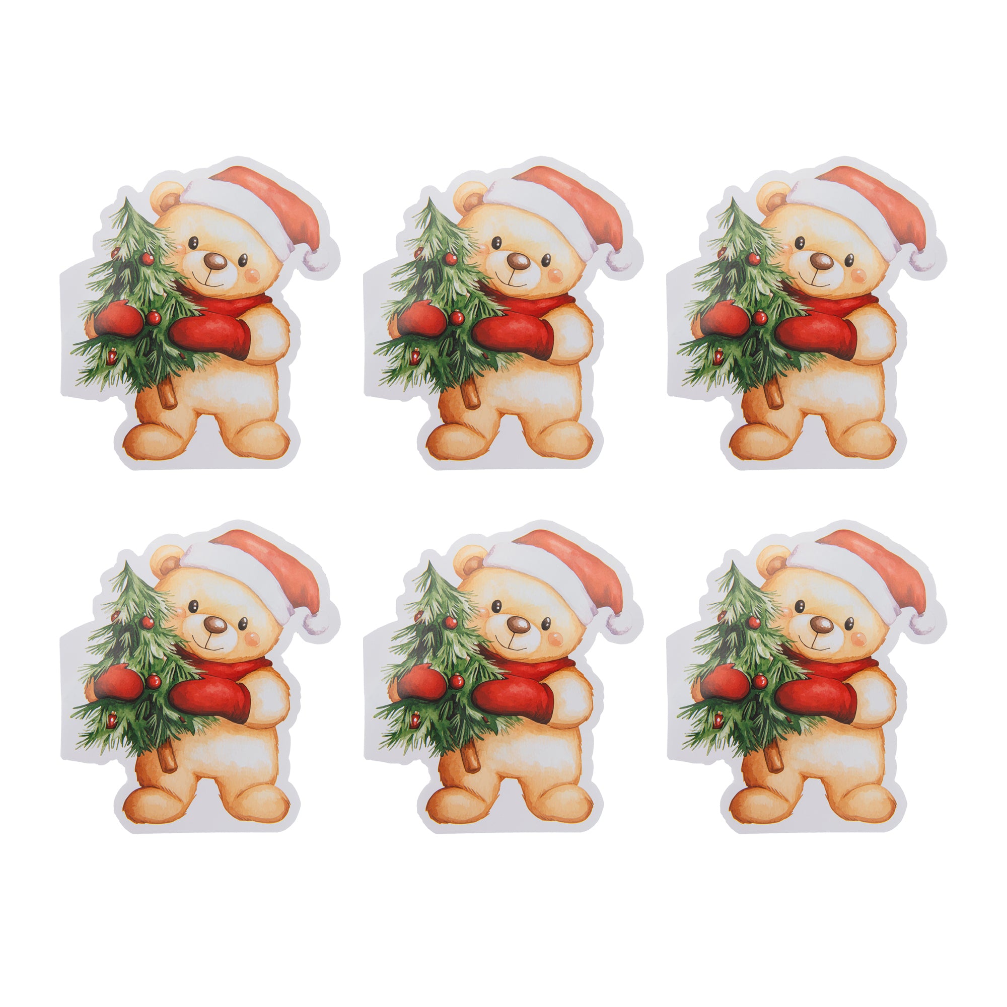 12 Pack 3 Ply Shaped Napkin Bear Holding Tree, Paper Napkins, Holiday Decor- Set of 6