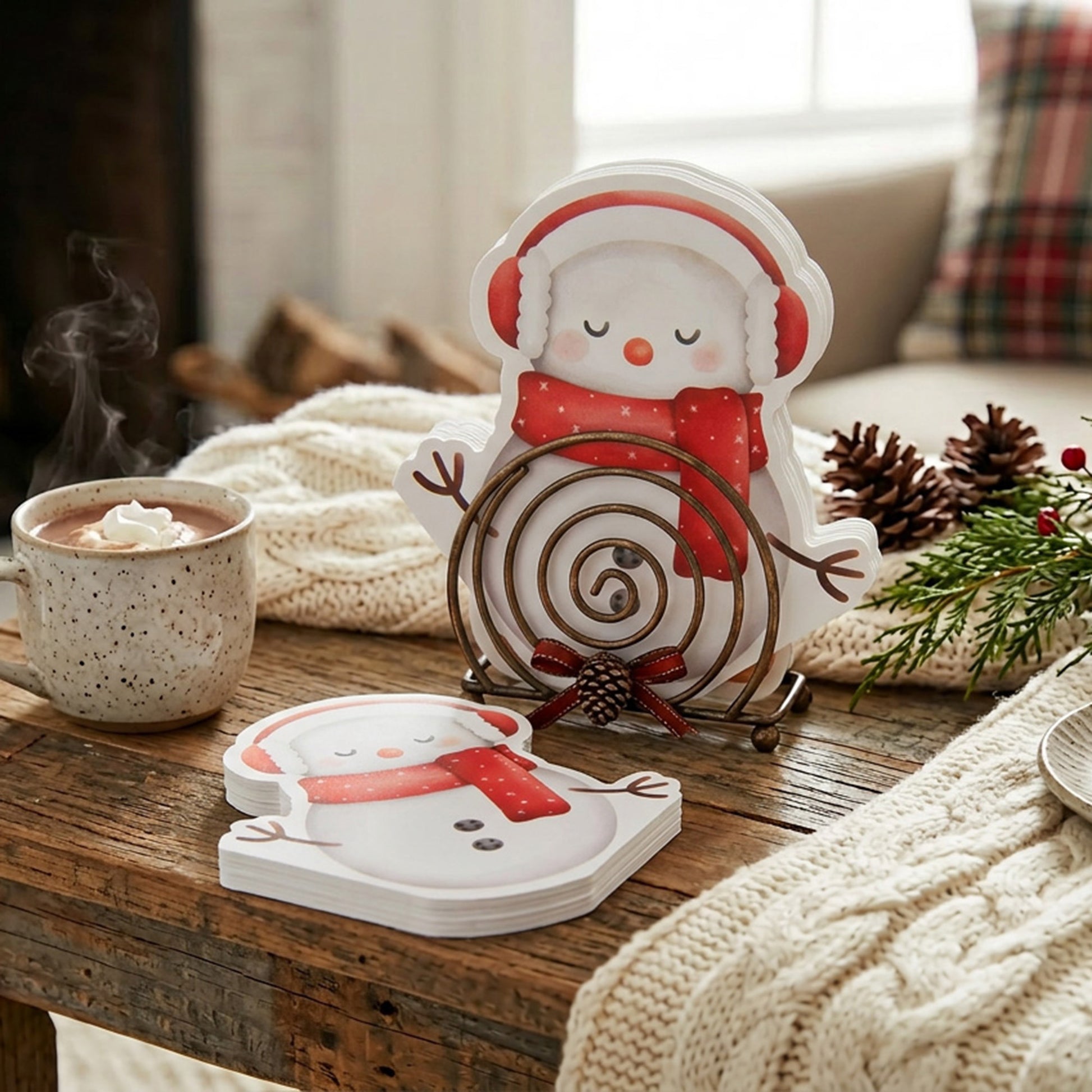 12 Pack 3 Ply Shaped Napkin Snowman with Earmuffs, Christmas, Paper Napkins, Holiday Decor- Set of 6
