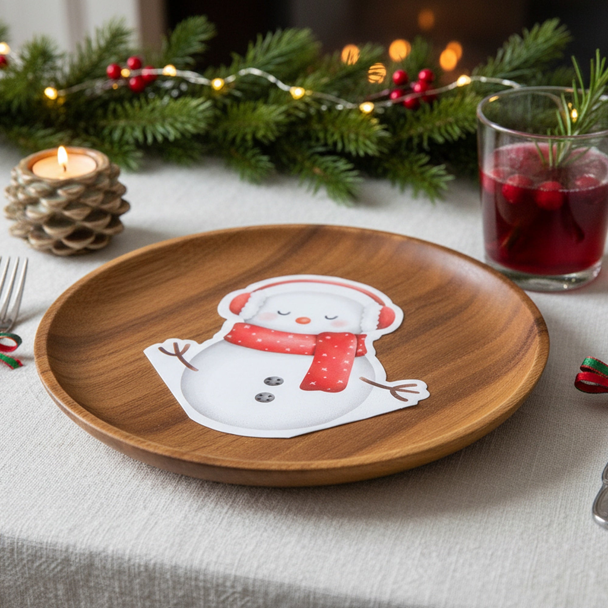 12 Pack 3 Ply Shaped Napkin Snowman with Earmuffs, Christmas, Paper Napkins, Holiday Decor- Set of 6