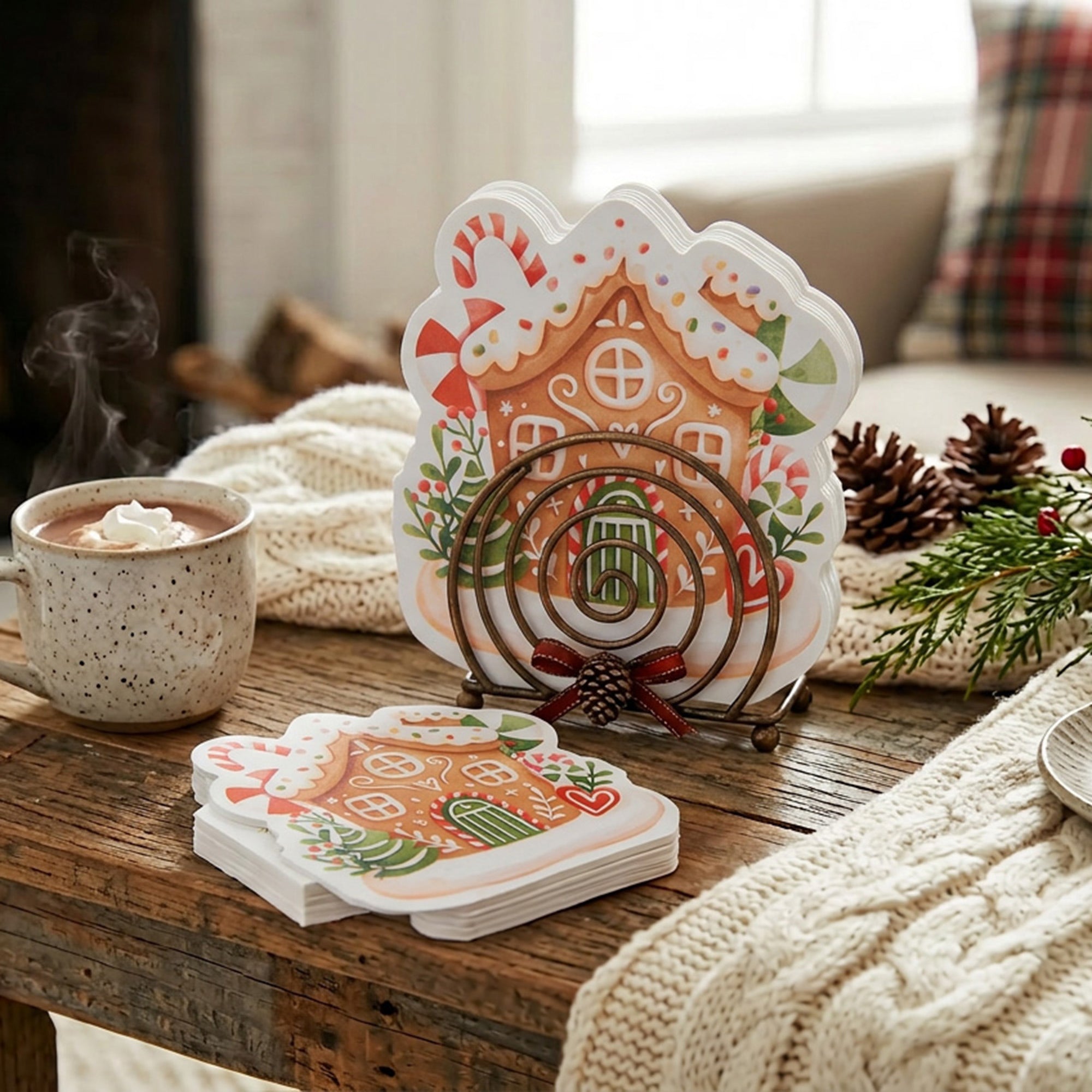 12 Pack 3 Ply Shaped Napkin Gingerbread House, Christmas, Paper Napkins, Holiday Decor- Set of 6
