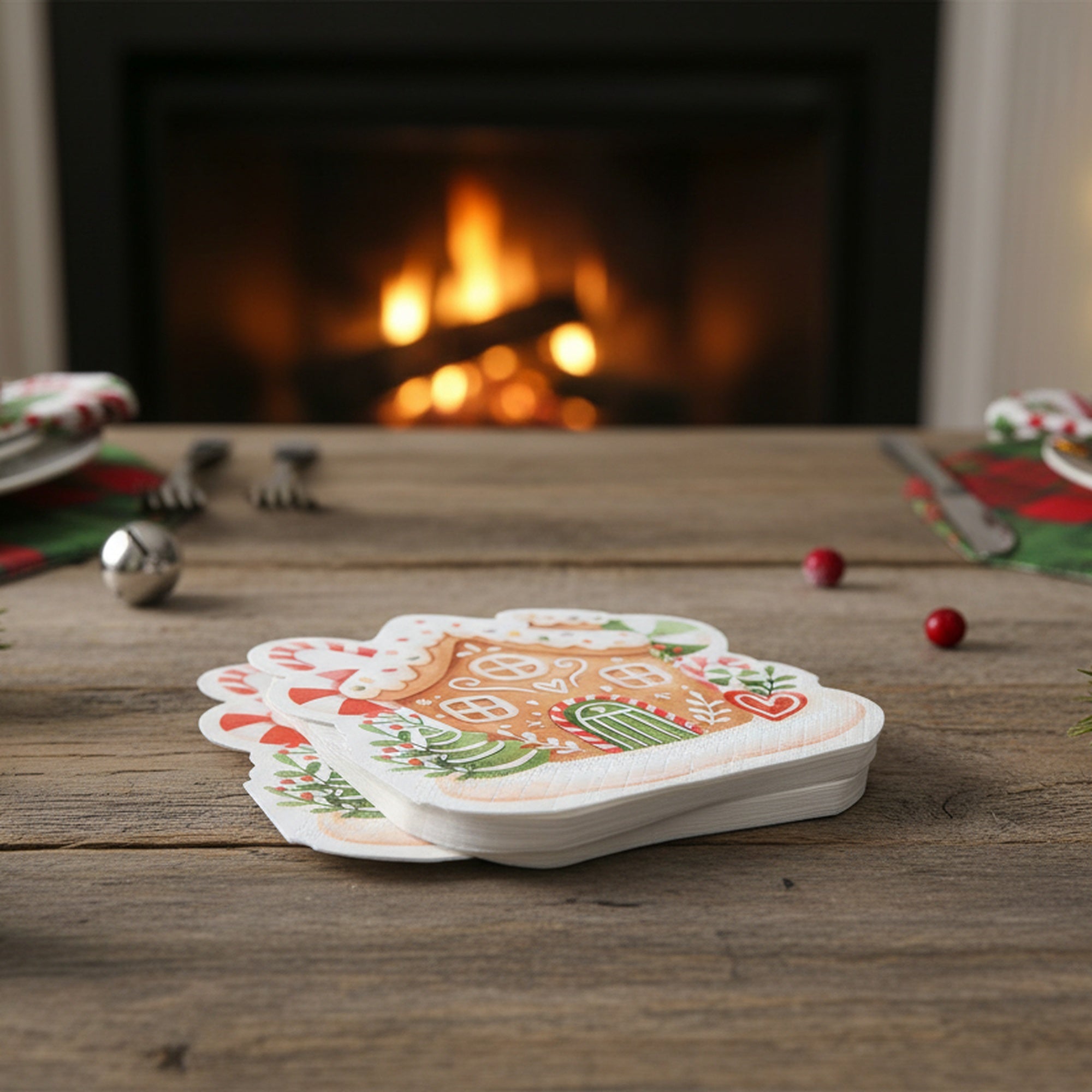 12 Pack 3 Ply Shaped Napkin Gingerbread House, Christmas, Paper Napkins, Holiday Decor- Set of 6