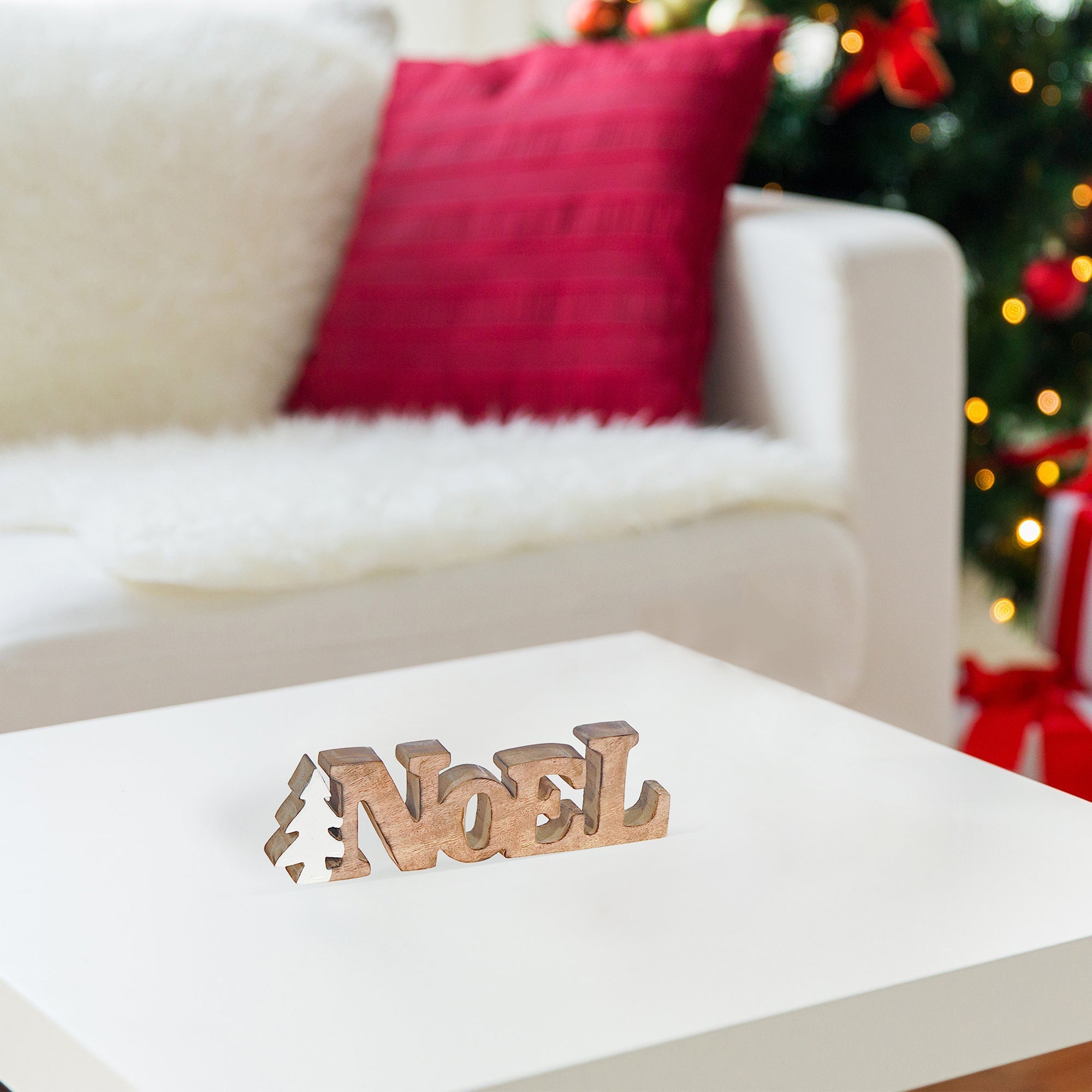 Wood Carved Noel Decor – Christmas Wall/Tabletop Decoration, Holiday Accent, Festive Seasonal Home Decor