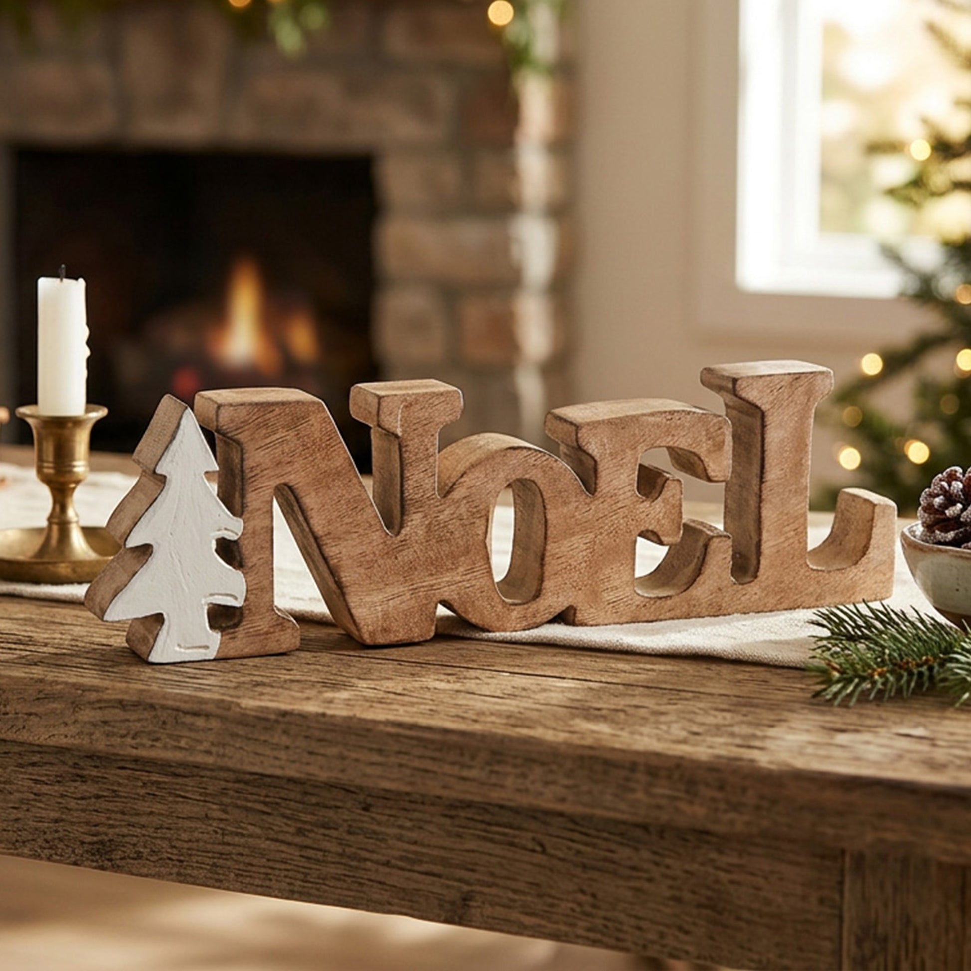 Wood Carved Noel Decor, Christmas, Holiday Decor