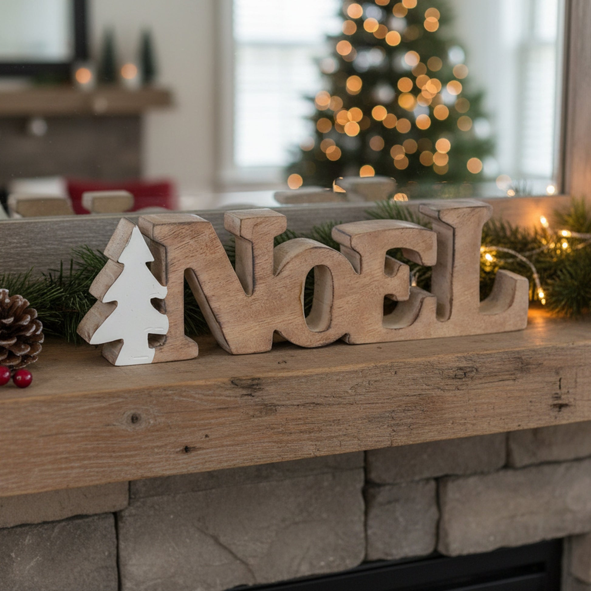 Wood Carved Noel Decor, Christmas, Holiday Decor