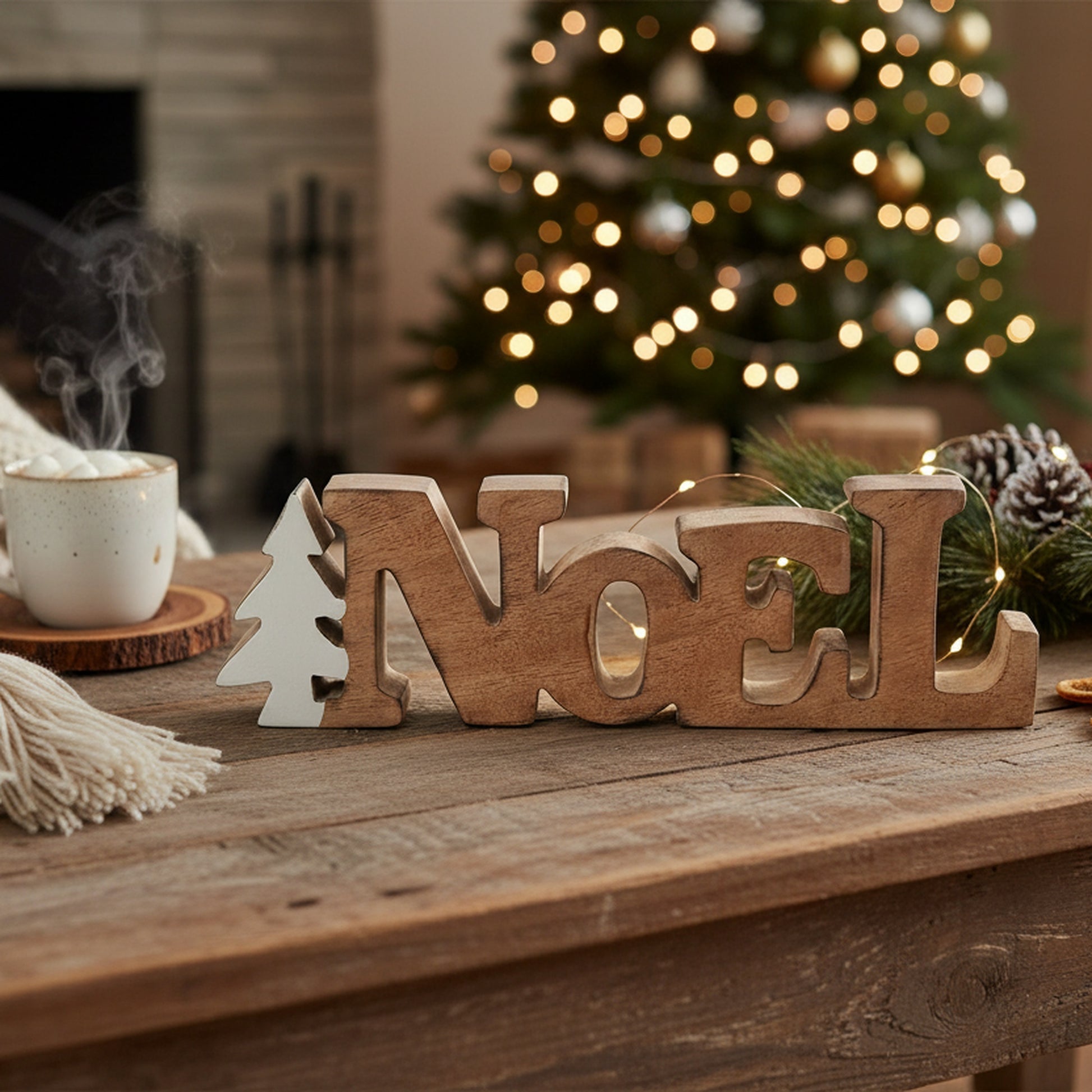 Wood Carved Noel Decor, Christmas, Holiday Decor