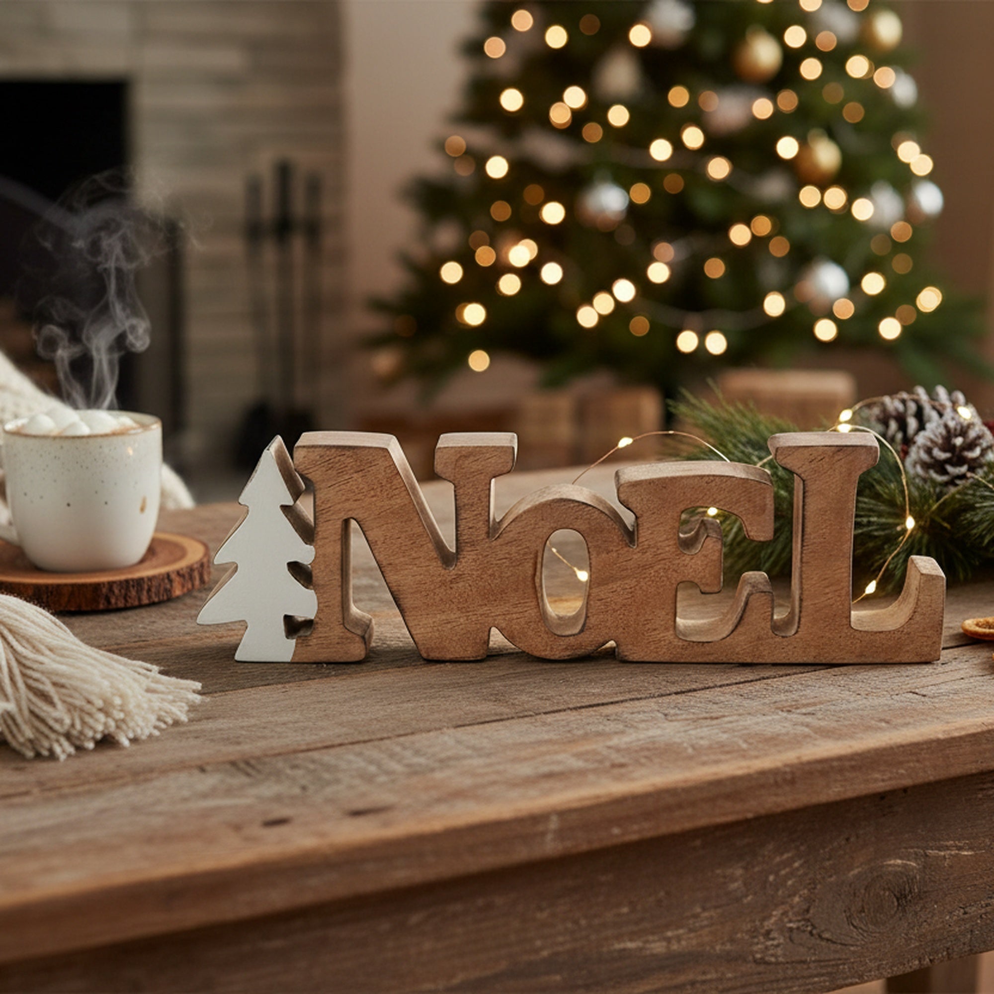 Wood Carved Noel Decor, Christmas, Holiday Decor