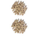 Wood Carved Snowflake Décor - Set of 2