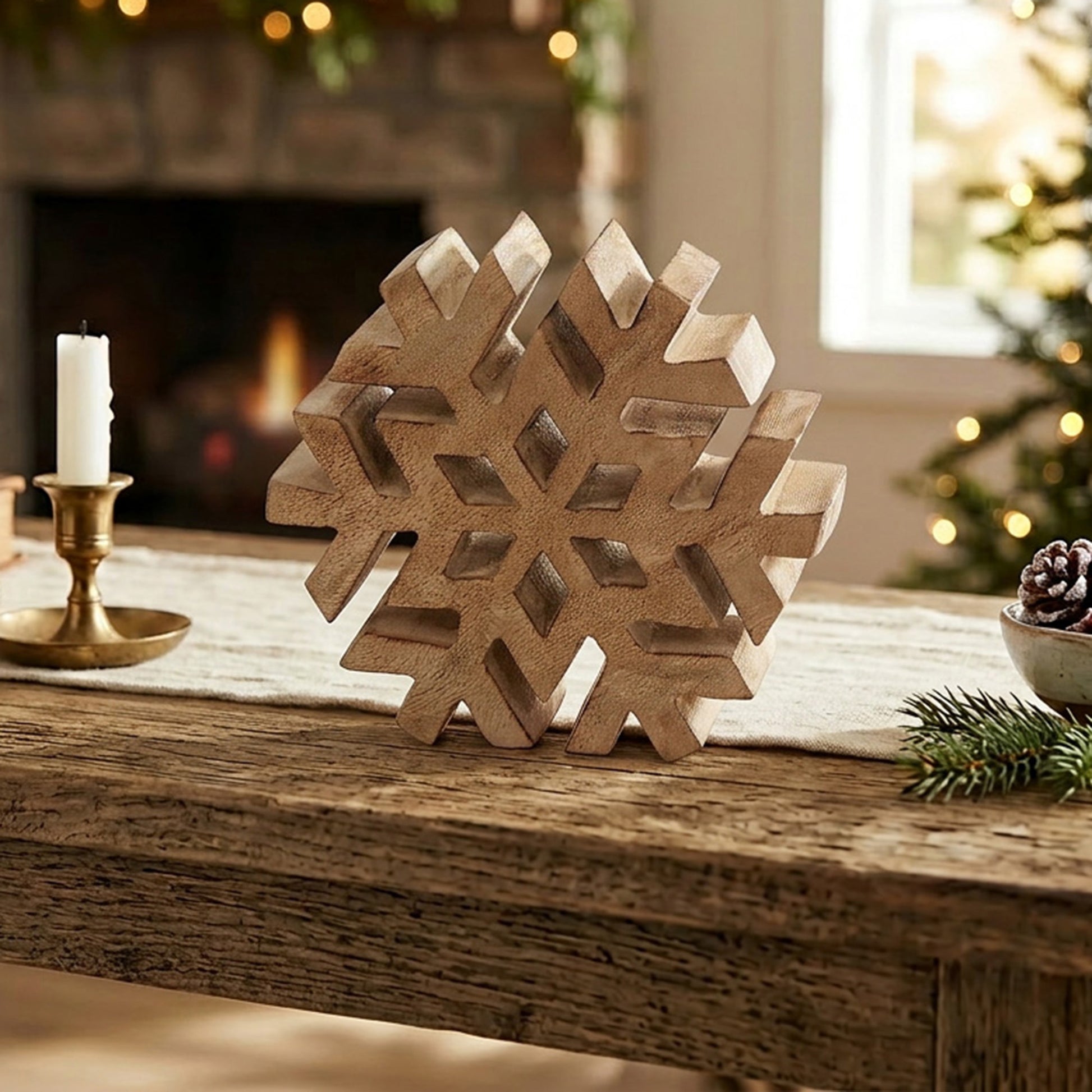 Wood Carved Snowflake Decor, Christmas, Holiday Decor