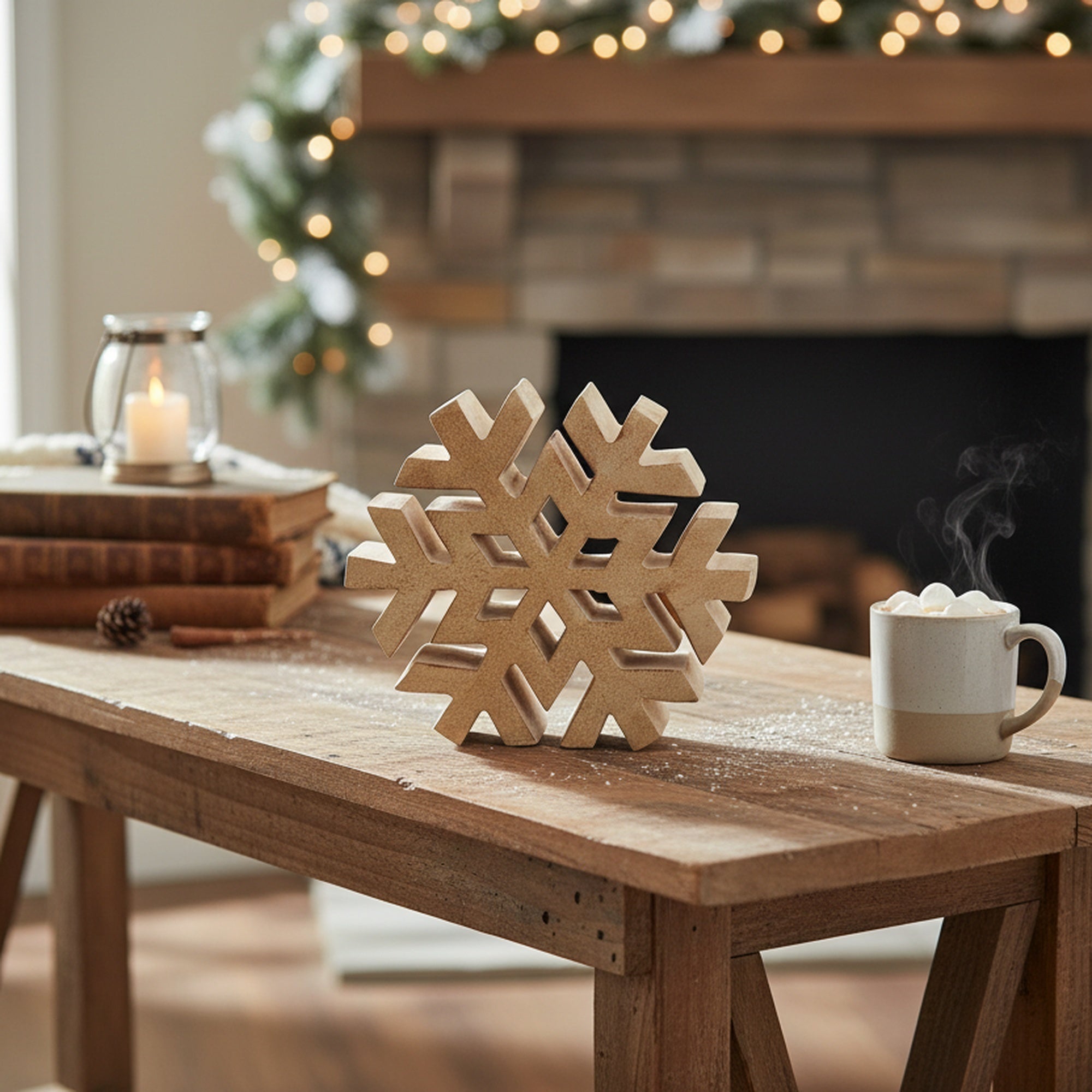 Wood Carved Snowflake Decor, Christmas, Holiday Decor