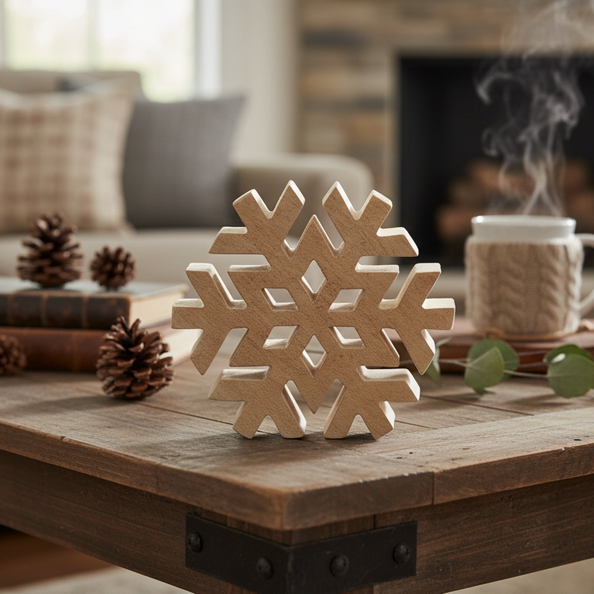 Wood Carved Snowflake Decor, Christmas, Holiday Decor