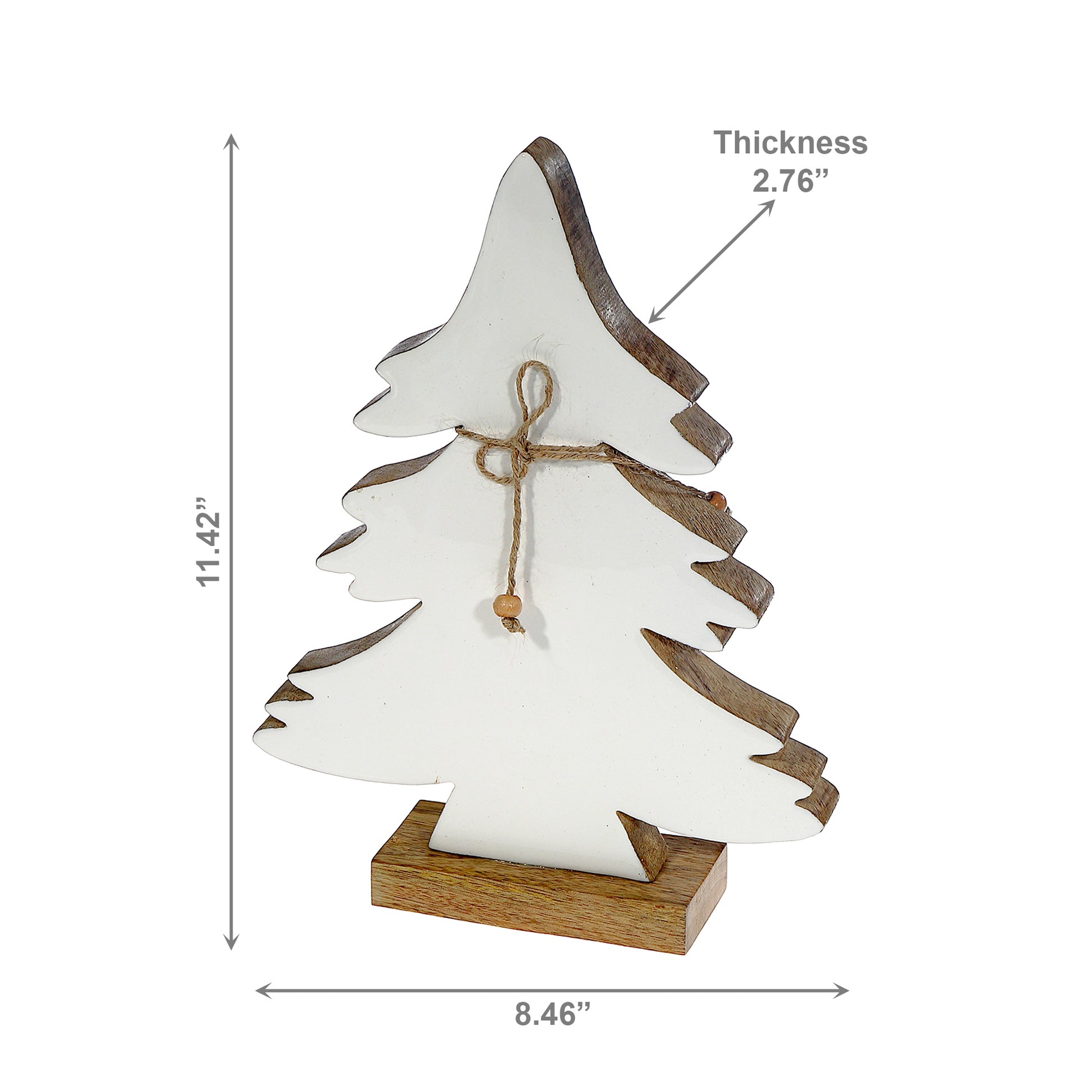 Wood Carved Frosted Tree with Tie Large, Christmas, Holiday Decor