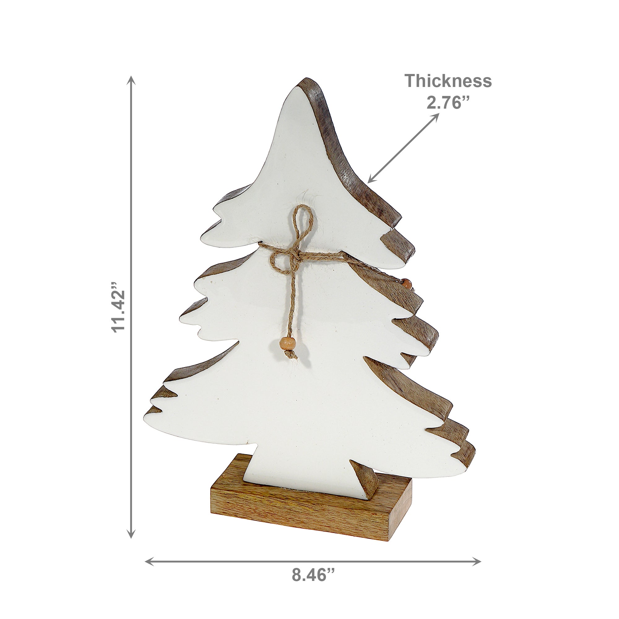 Wood Carved Frosted Tree with Tie Large, Christmas, Holiday Decor