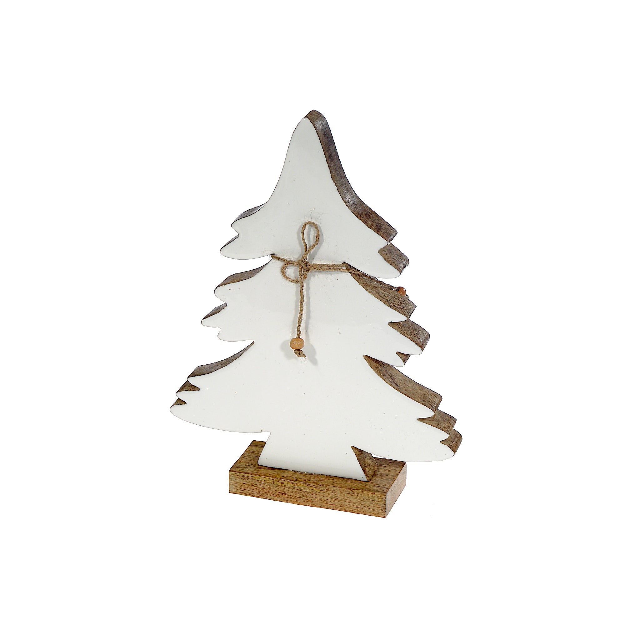 Wood Carved Frosted Tree with Tie Large, Christmas, Holiday Decor