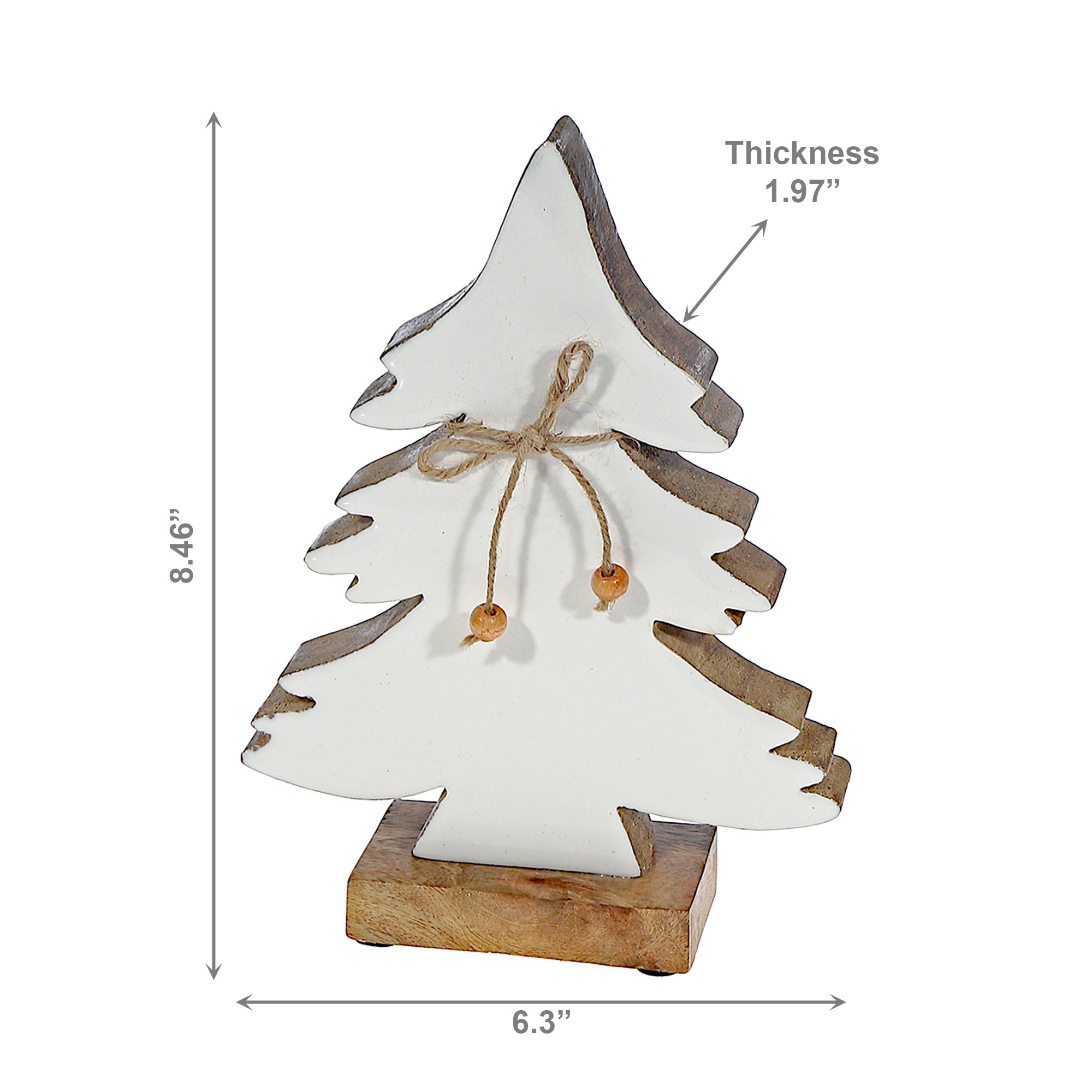 Wood Carved Frosted Tree with Tie Small, Christmas, Holiday Decor