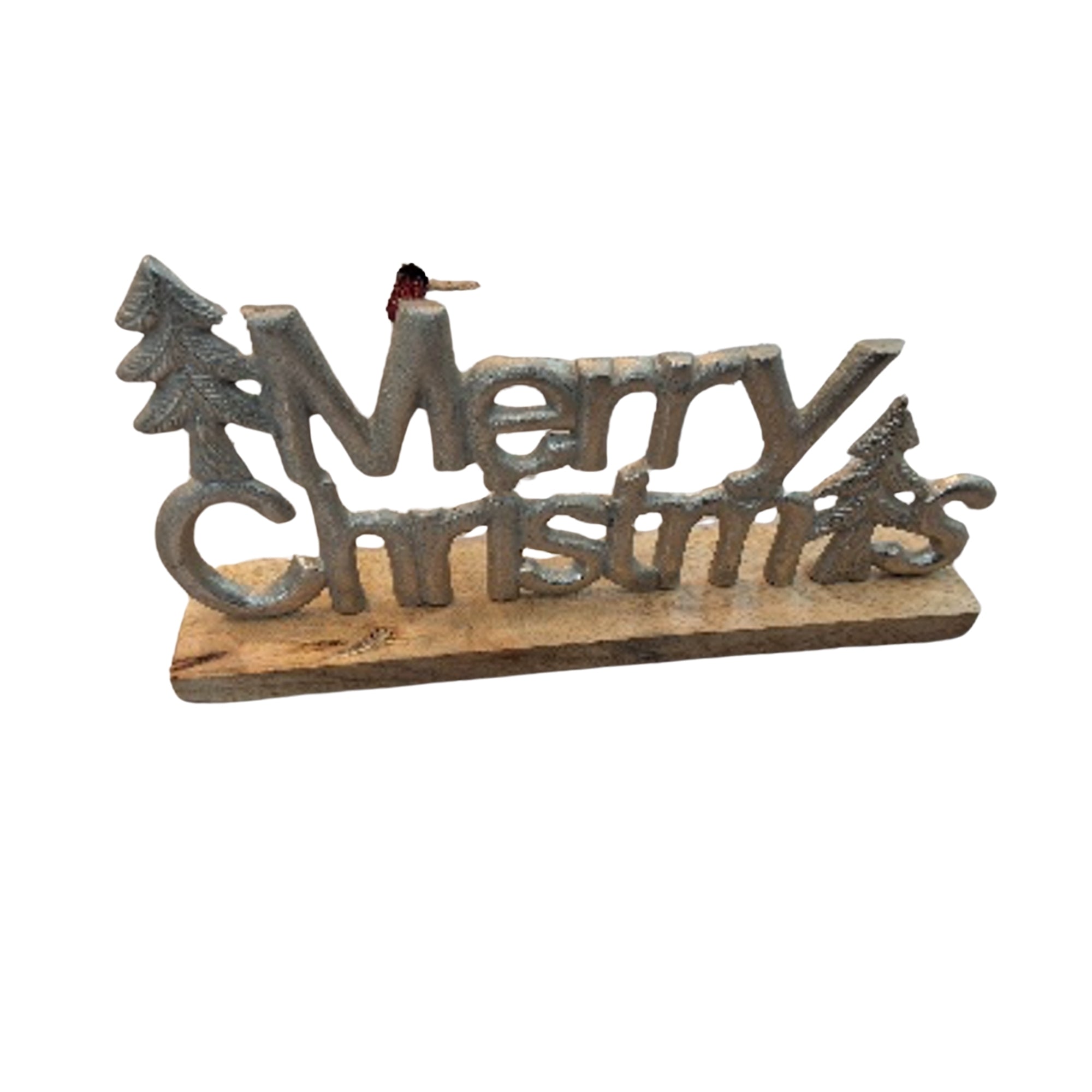 Metal Merry Christmas Tree Tabletop Decor Gold – Holiday Decoration, Festive Christmas Accent, Winter Home Decor