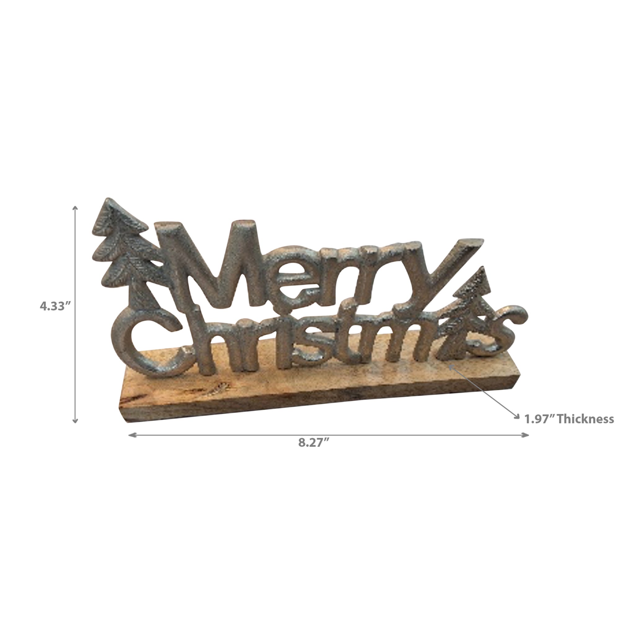 Metal Merry Christmas Tree Tabletop Decor Gold – Holiday Decoration, Festive Christmas Accent, Winter Home Decor