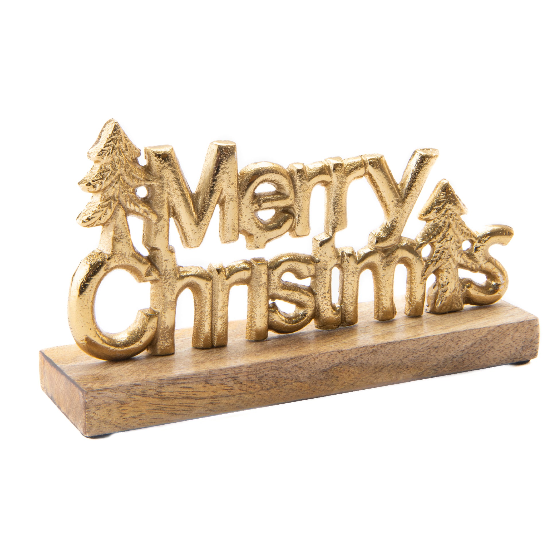 Metal Merry Christmas Tree Tabletop Gold, Christmas, Holiday Decor