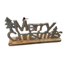 Metal Merry Christmas Tree Table Top (Silver)