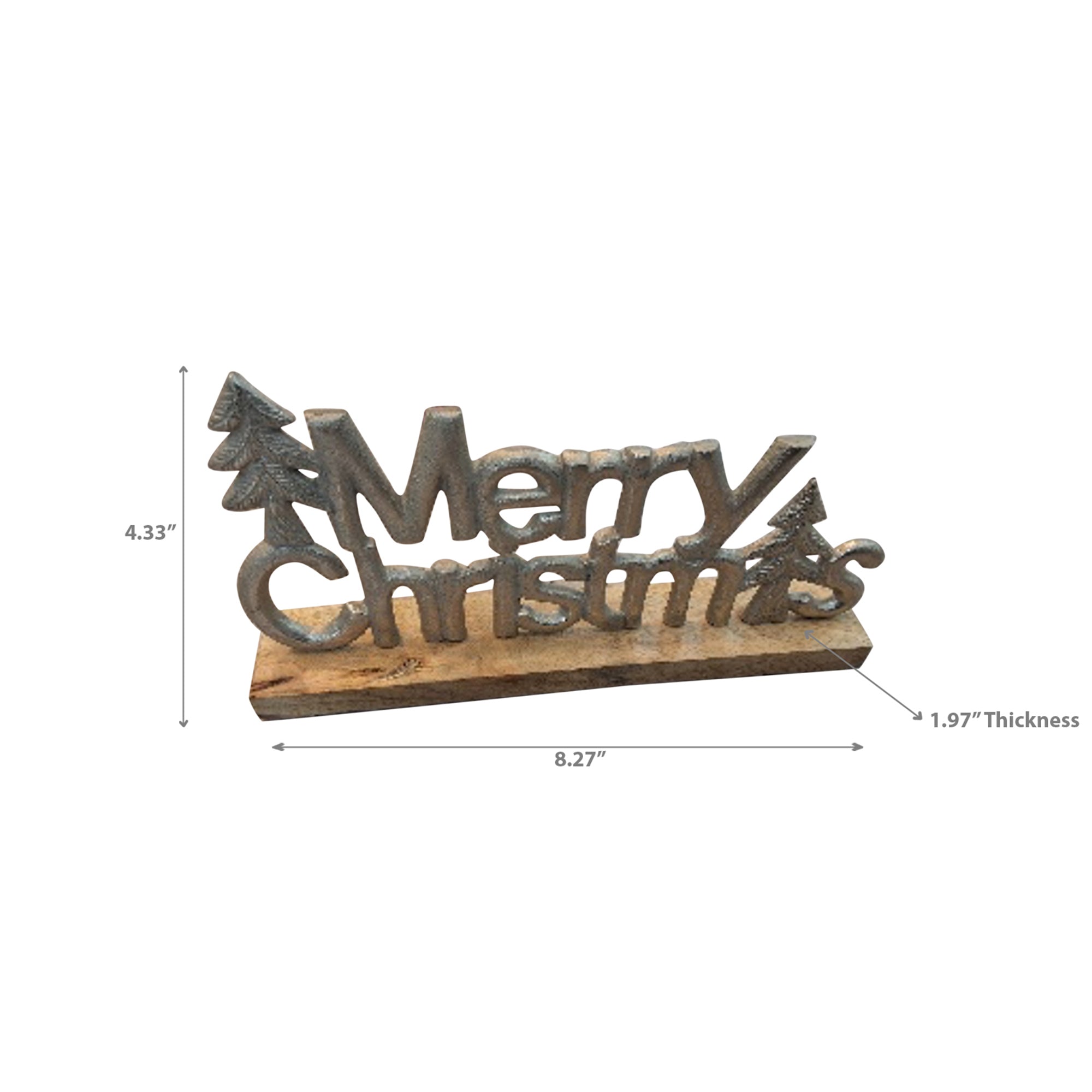 Metal Merry Christmas Tree Tabletop Decor Silver – Holiday Decoration, Festive Christmas Accent, Winter Home Decor