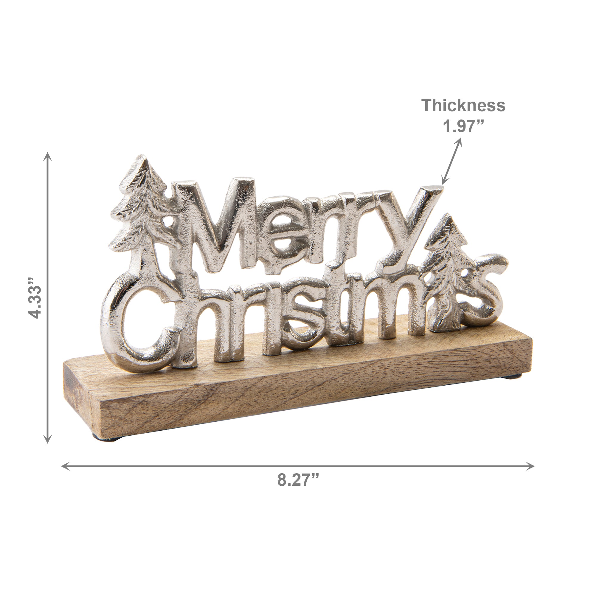 Metal Merry Christmas Tree Tabletop Silver, Christmas, Holiday Decor