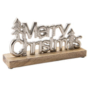 Metal Merry Christmas Tree Tabletop Silver, Christmas, Holiday Decor
