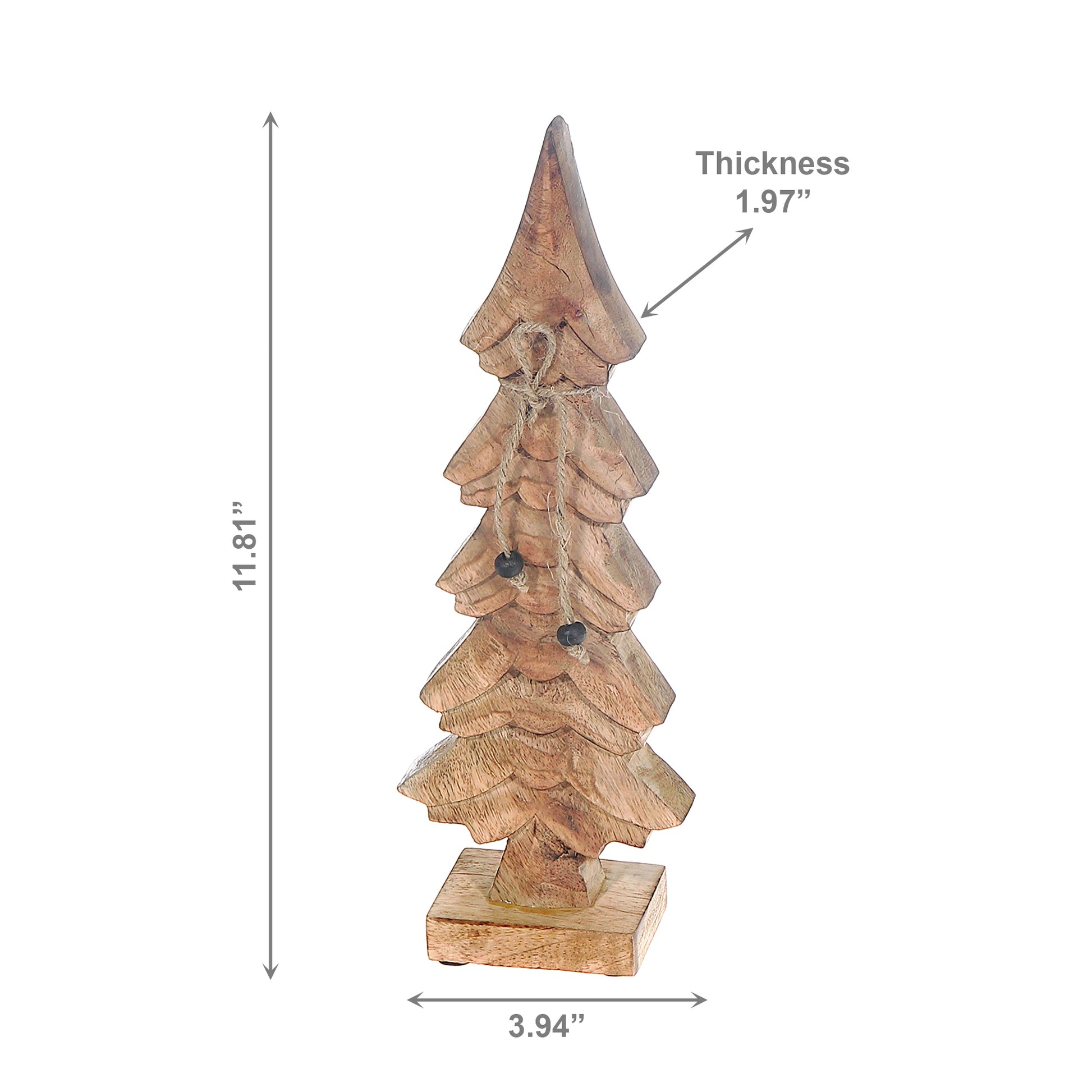 Wood Carved Pine Tree Decor, Holiday Decor