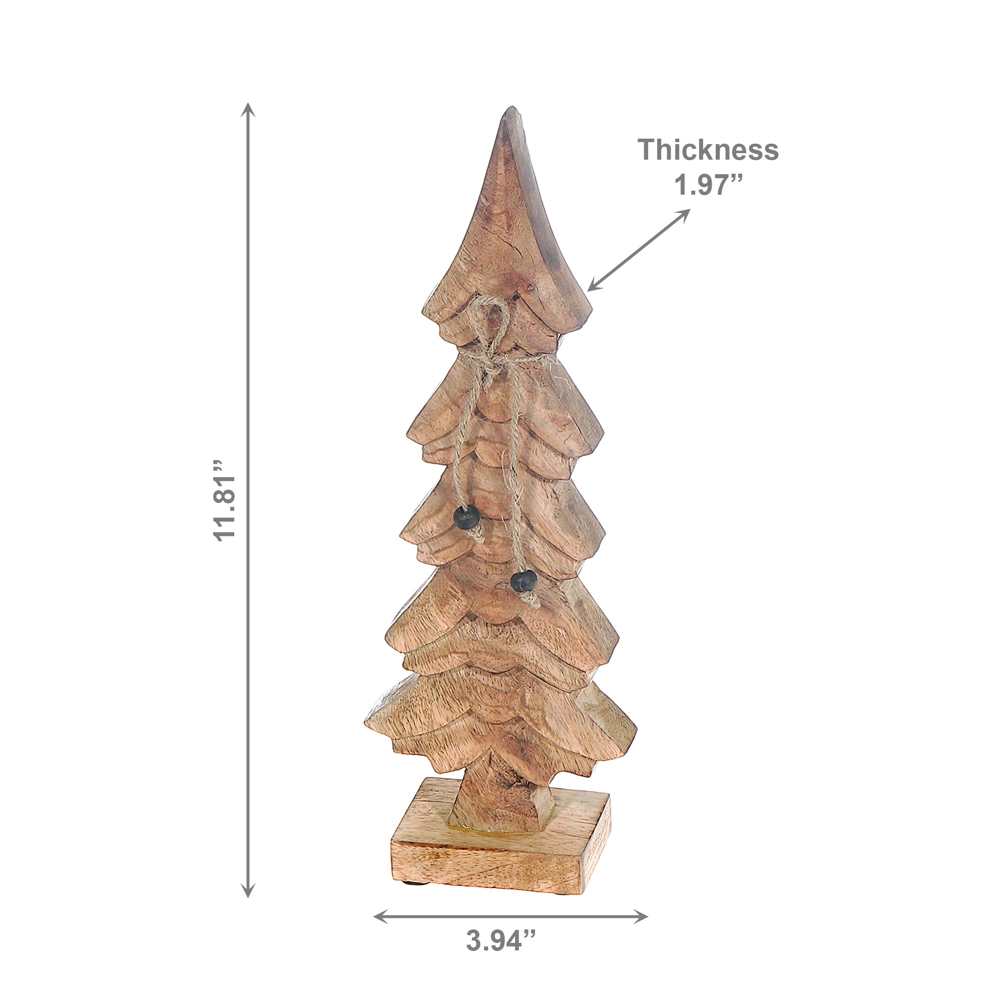 Wood Carved Pine Tree Decor, Holiday Decor