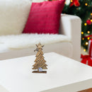 Wood Carved Tree With Star Top - Set of 2