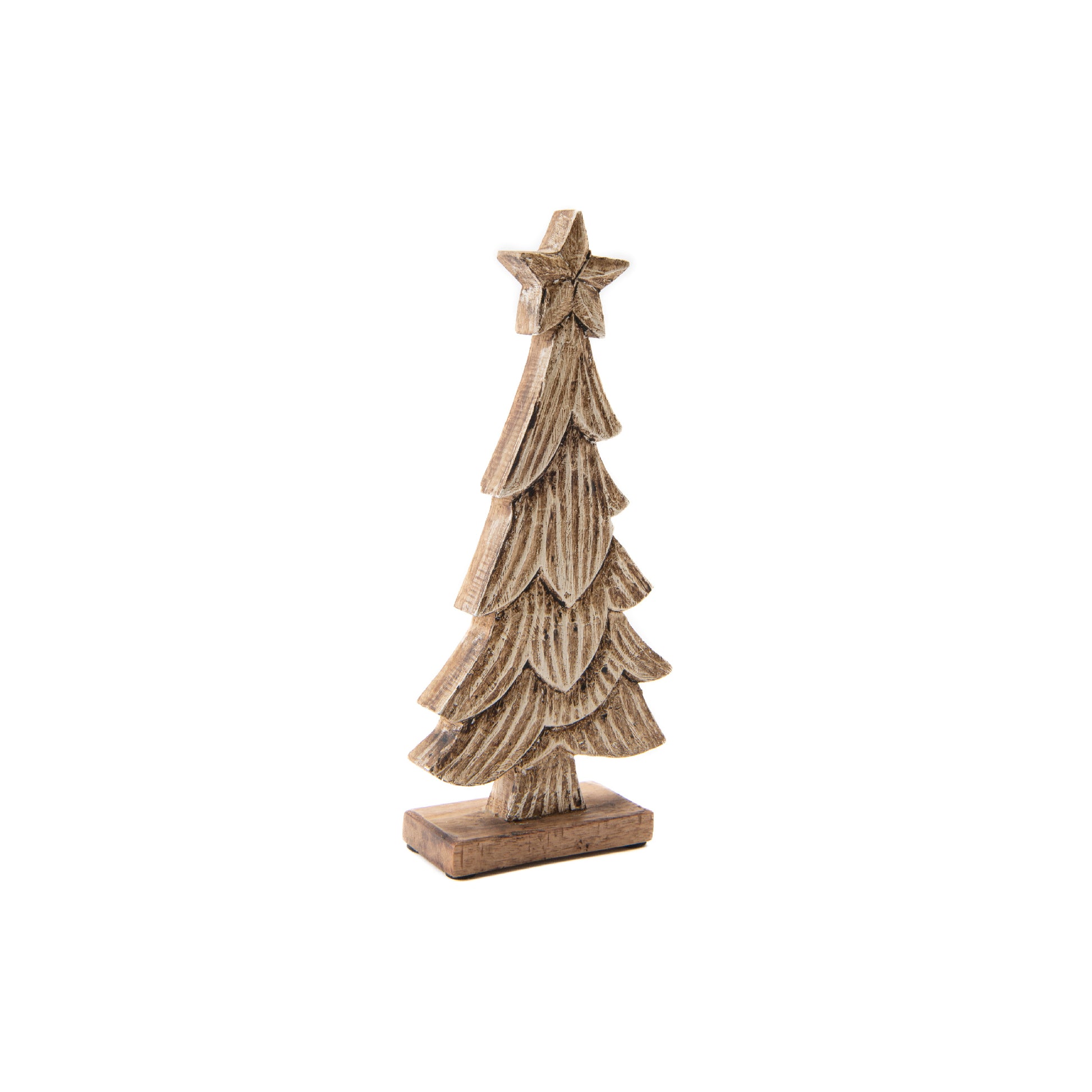 Wood Carved Tree with Star Top, Christmas, Holiday Decor