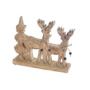 Wood Carved Reindeer With Tree Décor (Small)