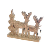 Wood Carved Reindeer with Tree Decor Small, Christmas, Holiday Decor