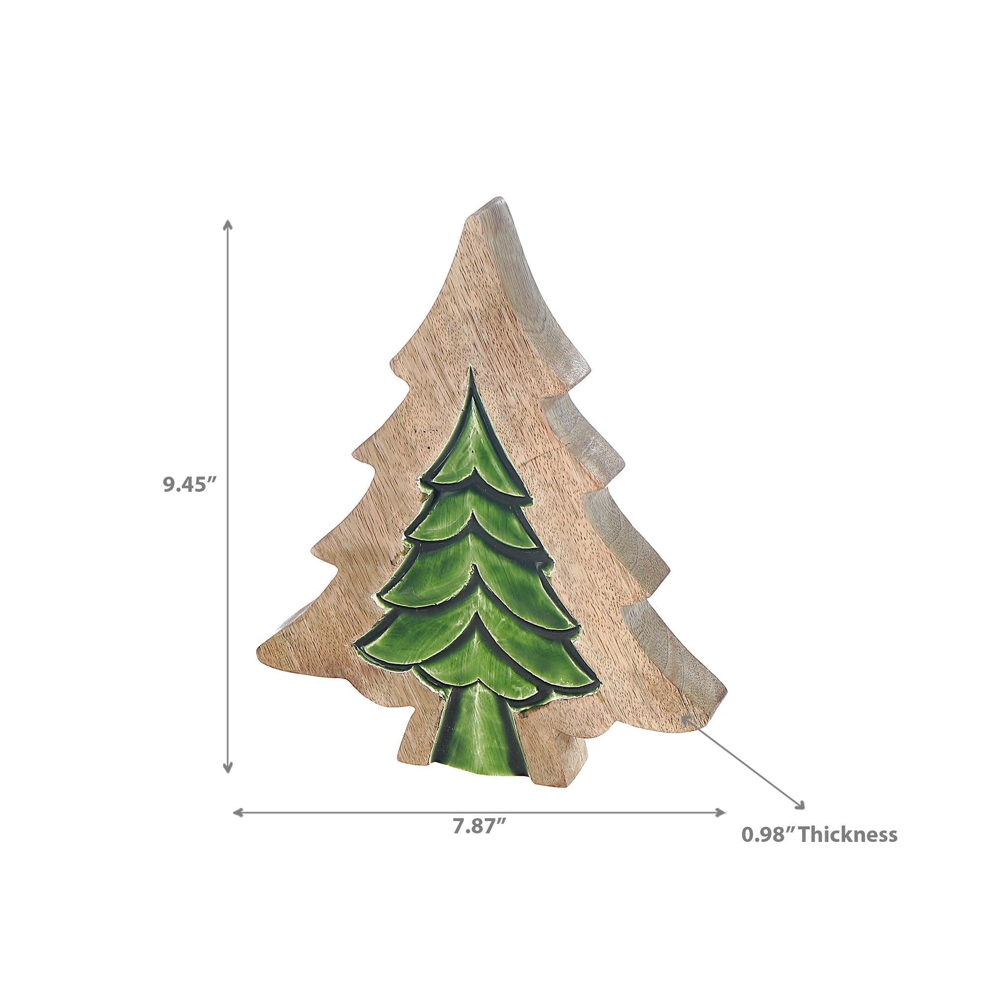 Wood Carved Tree with Insert Small – Christmas Tabletop Decoration, Holiday Accent, Festive Seasonal Decor