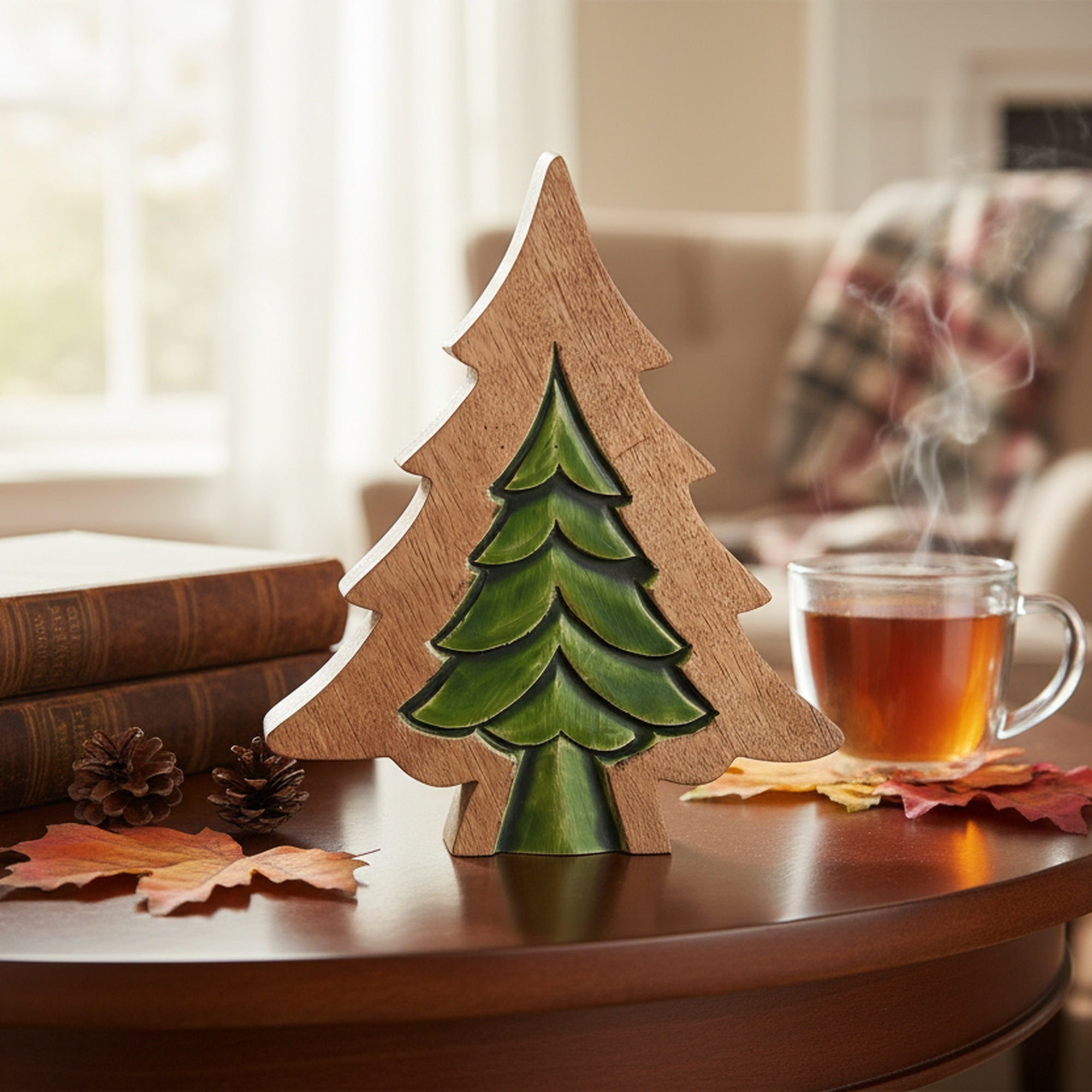 Wood Carved Tree with Insert Small, Christmas, Holiday Decor