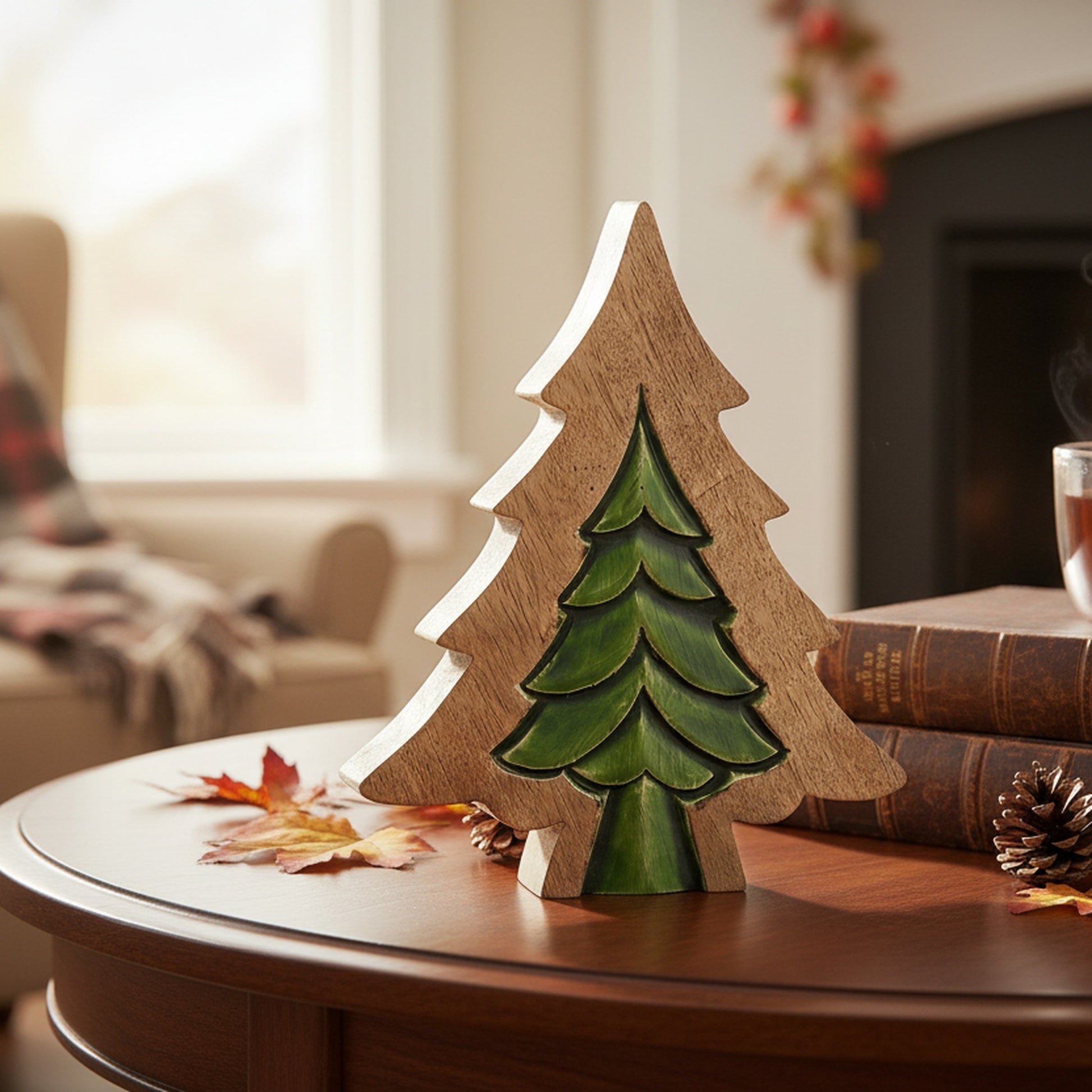 Wood Carved Tree with Insert Small, Christmas, Holiday Decor