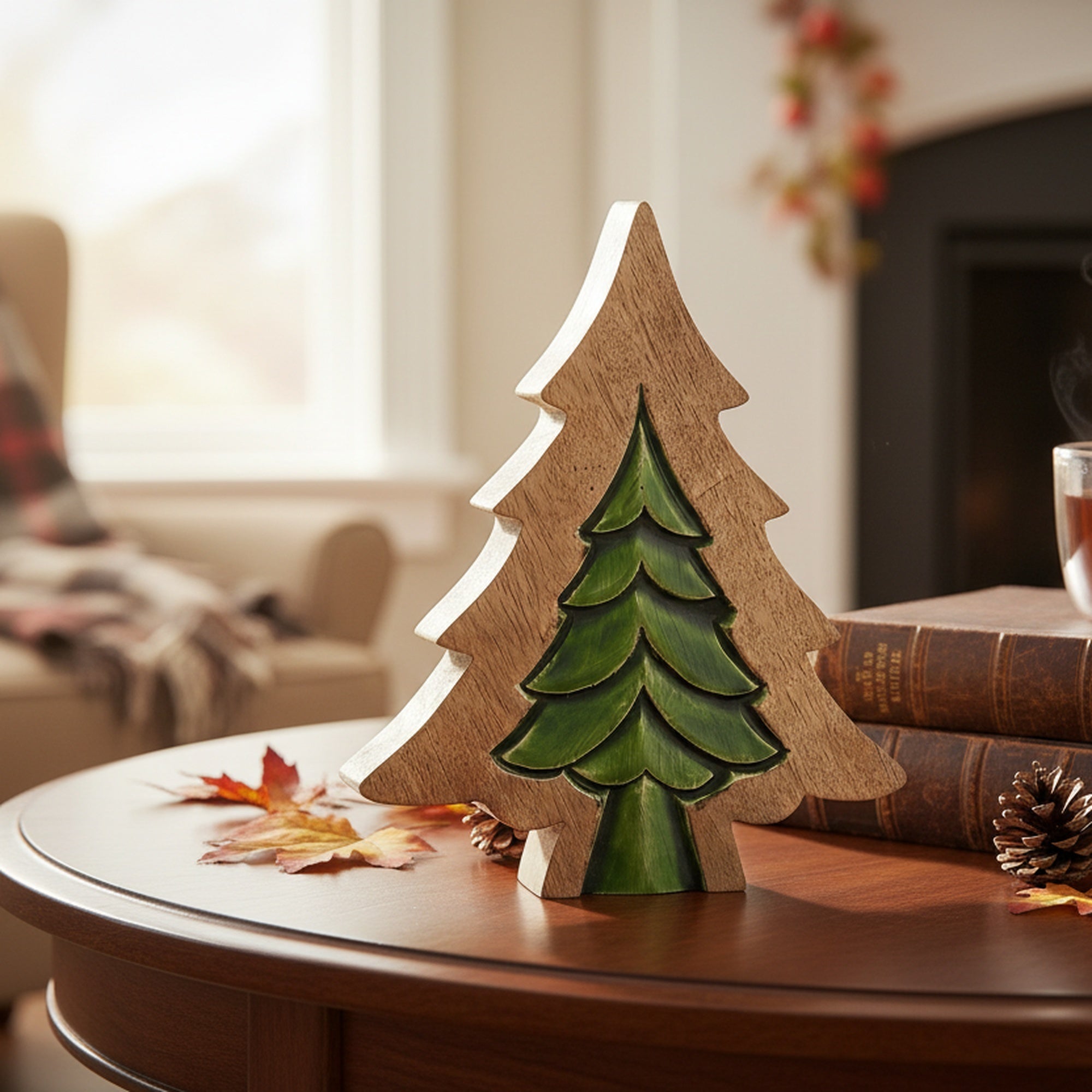 Wood Carved Tree with Insert Small, Christmas, Holiday Decor