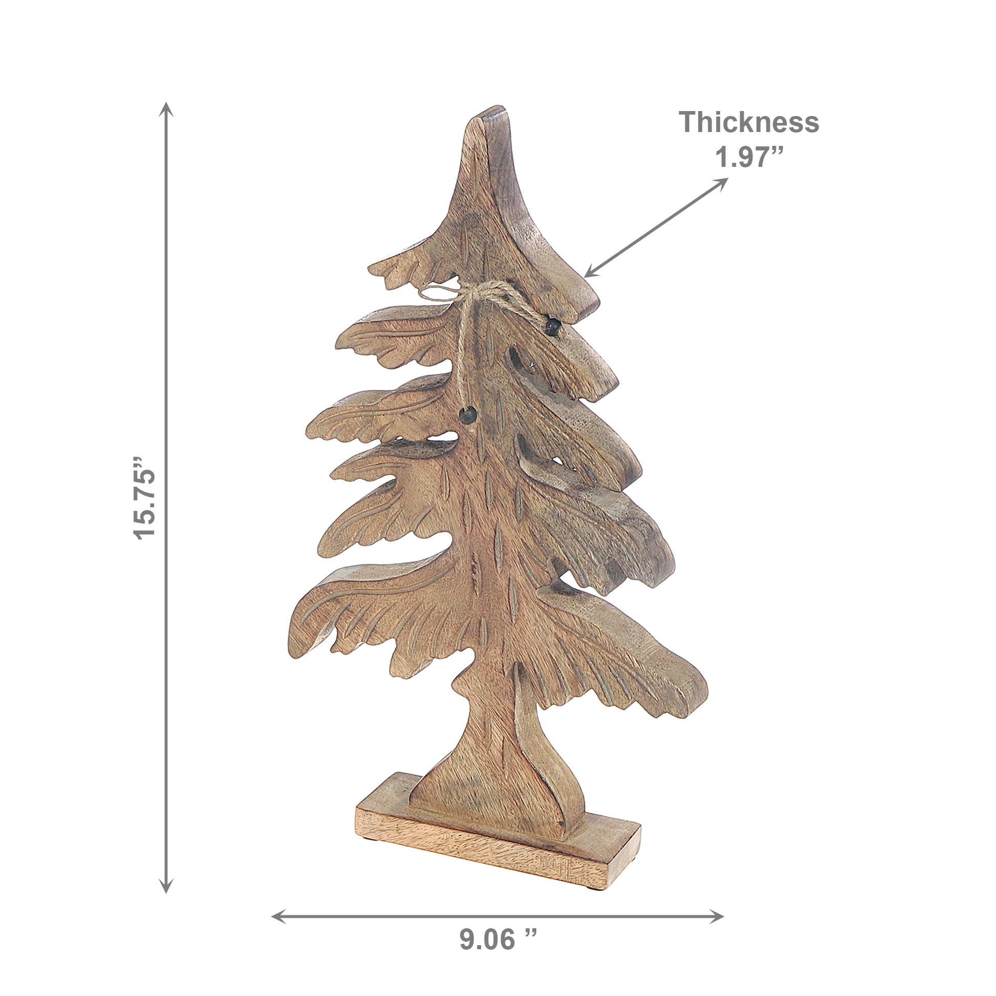 Wood Carved Spruce Tree Decor Large, Holiday Decor