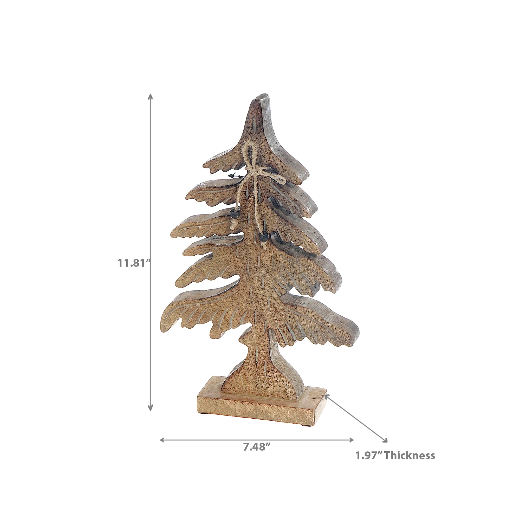 Wood Carved Spruce Tree Decor Small – Christmas Tabletop Decoration, Holiday Home Accent, Festive Winter Decor