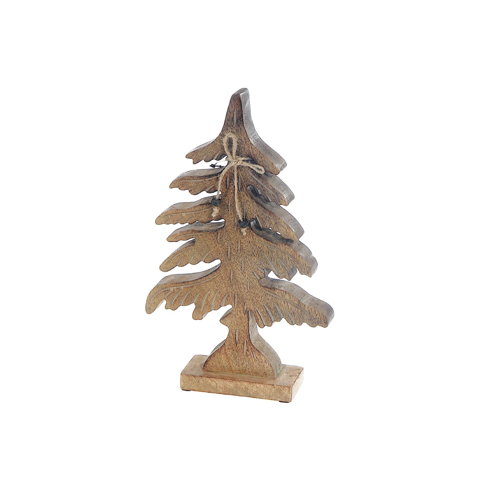 Wood Carved Spruce Tree Decor Small – Christmas Tabletop Decoration, Holiday Home Accent, Festive Winter Decor