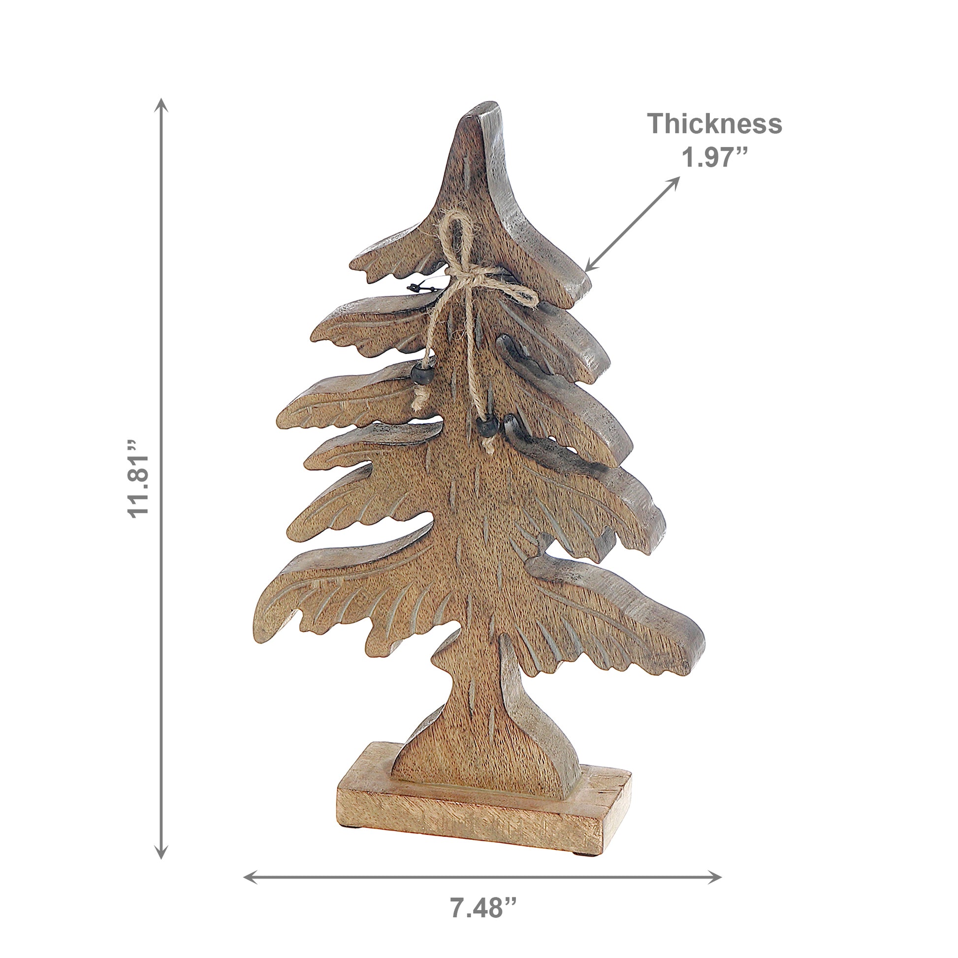 Wood Carved Spruce Tree Decor Small, Holiday Decor