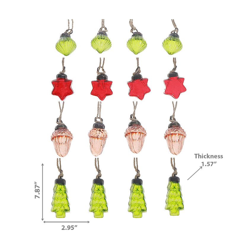 Glass Hanging Ornaments (Star/Tree/Ball/Acorn) (Asstd)