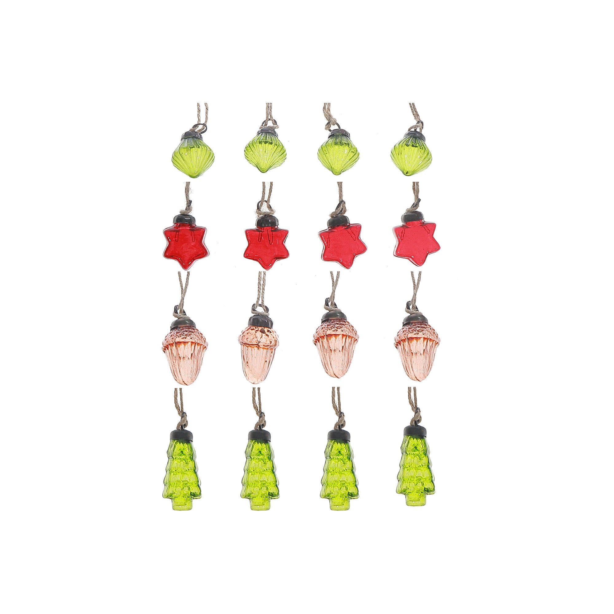 Glass Hanging Ornaments Star/Tree/Ball/Acorn Assorted, Fall Harvest, Ornament, Holiday Decor