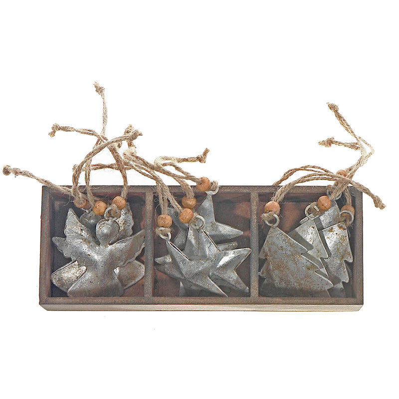 Metal Ornament (Angel/Tree/Star) (Set Of 12) (Asstd) (Sil Ver)
