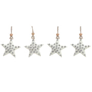 Gem Studded Metal Christmas Ornaments, Angel Tree Star Shapes, Assorted Holiday Tree Decorations, Set of 12