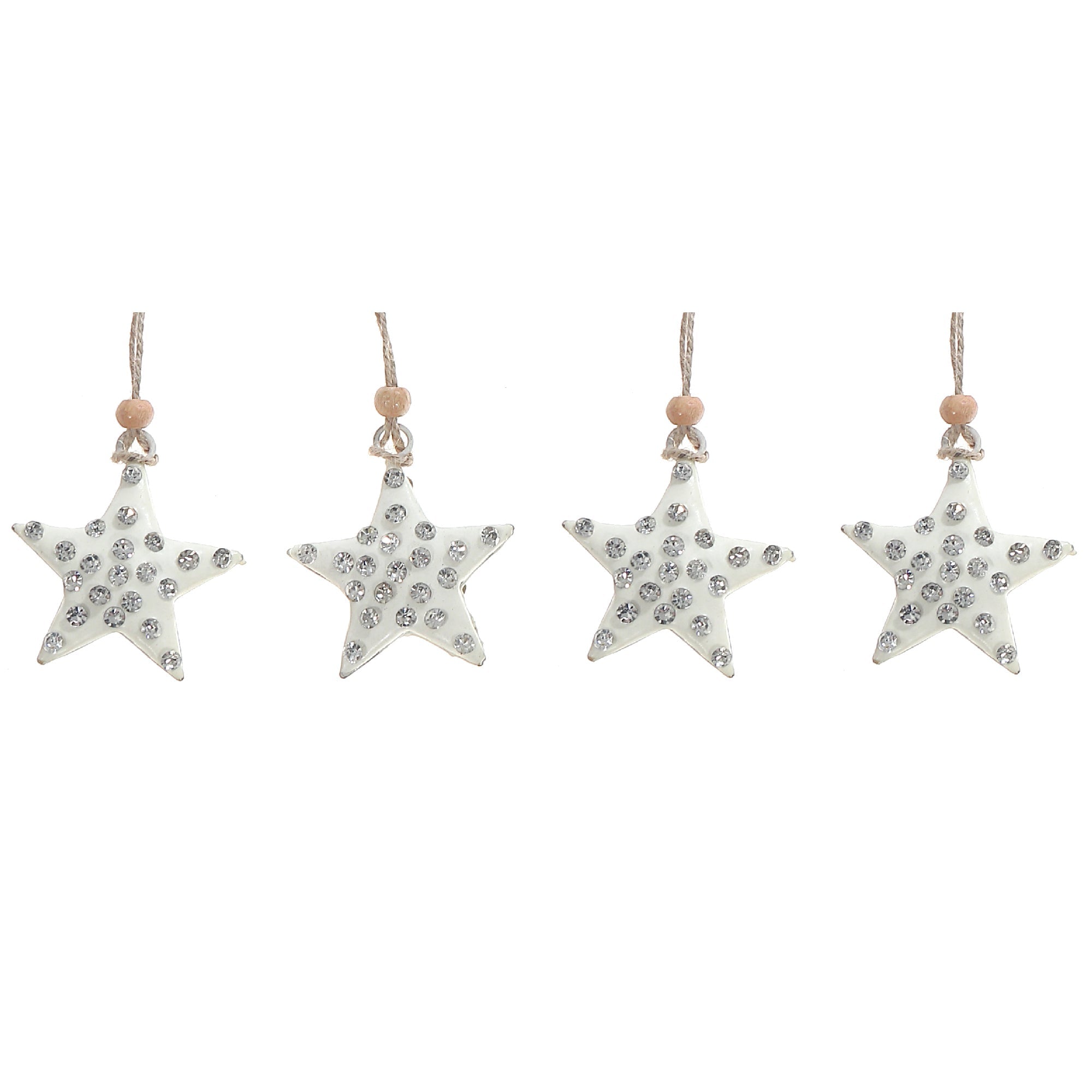 Gem Studded Metal Christmas Ornaments, Angel Tree Star Shapes, Assorted Holiday Tree Decorations, Set of 12