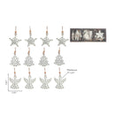 Gem Studded Metal Ornament (Angel/Tree/Star) (Set Of 12) (Asstd)