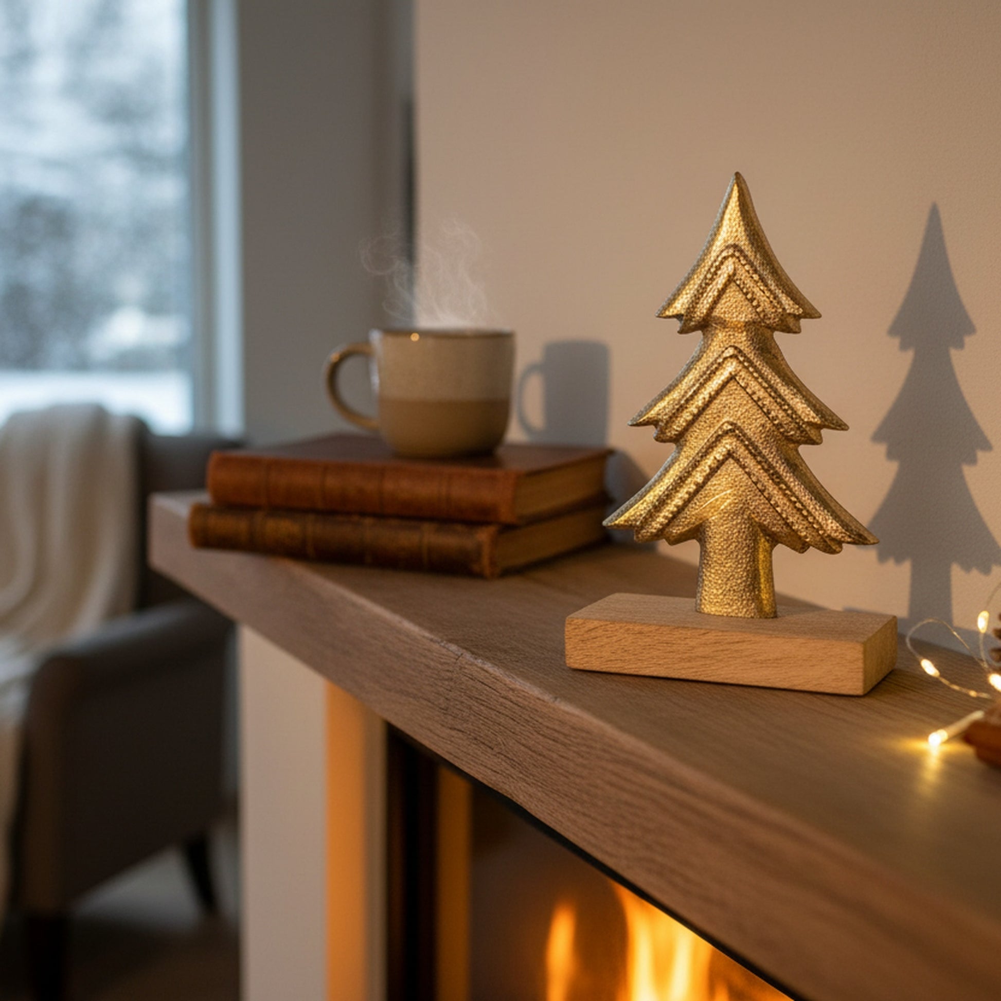 Metal Tree Decor on Wooden Base, Holiday Decor