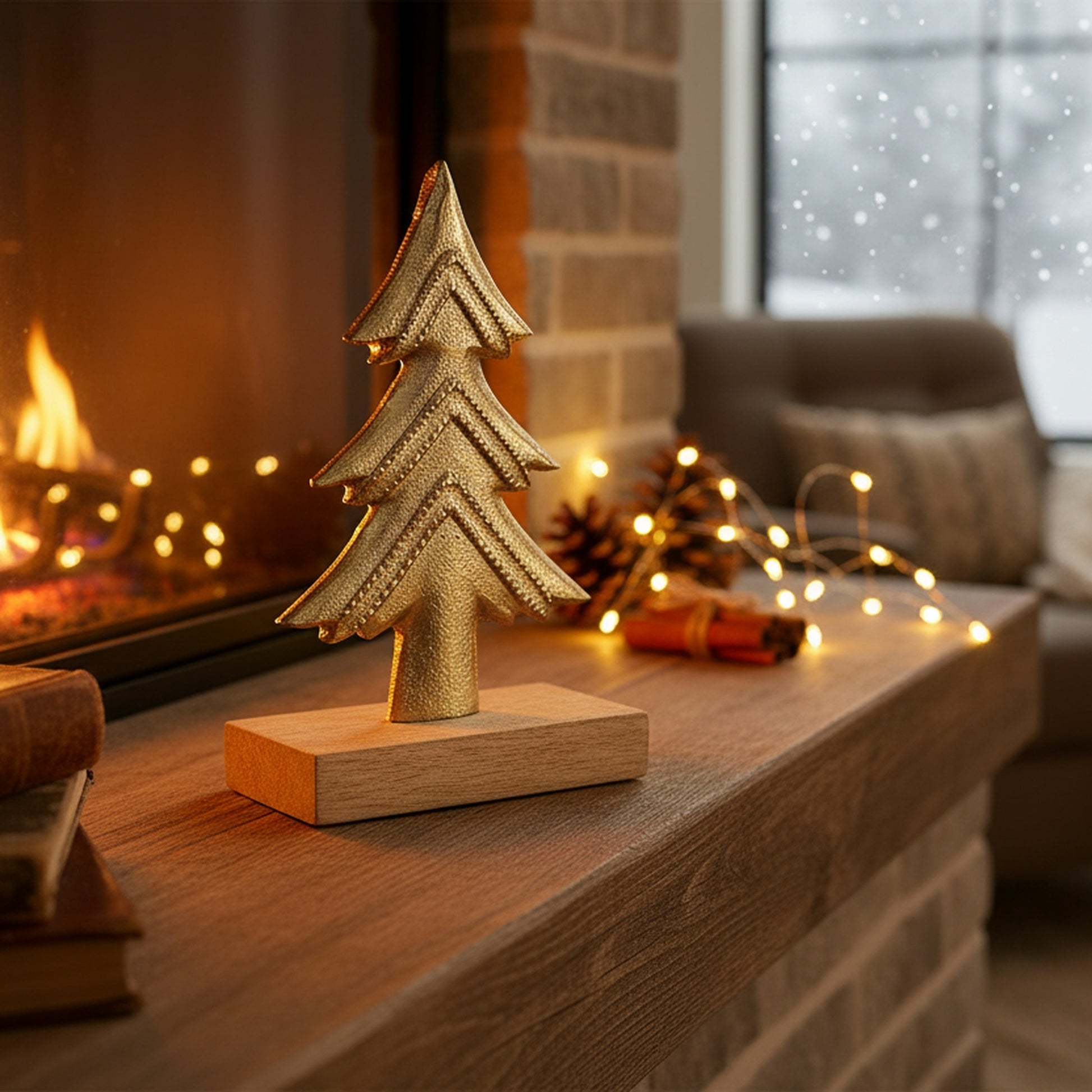 Metal Tree Decor on Wooden Base, Holiday Decor