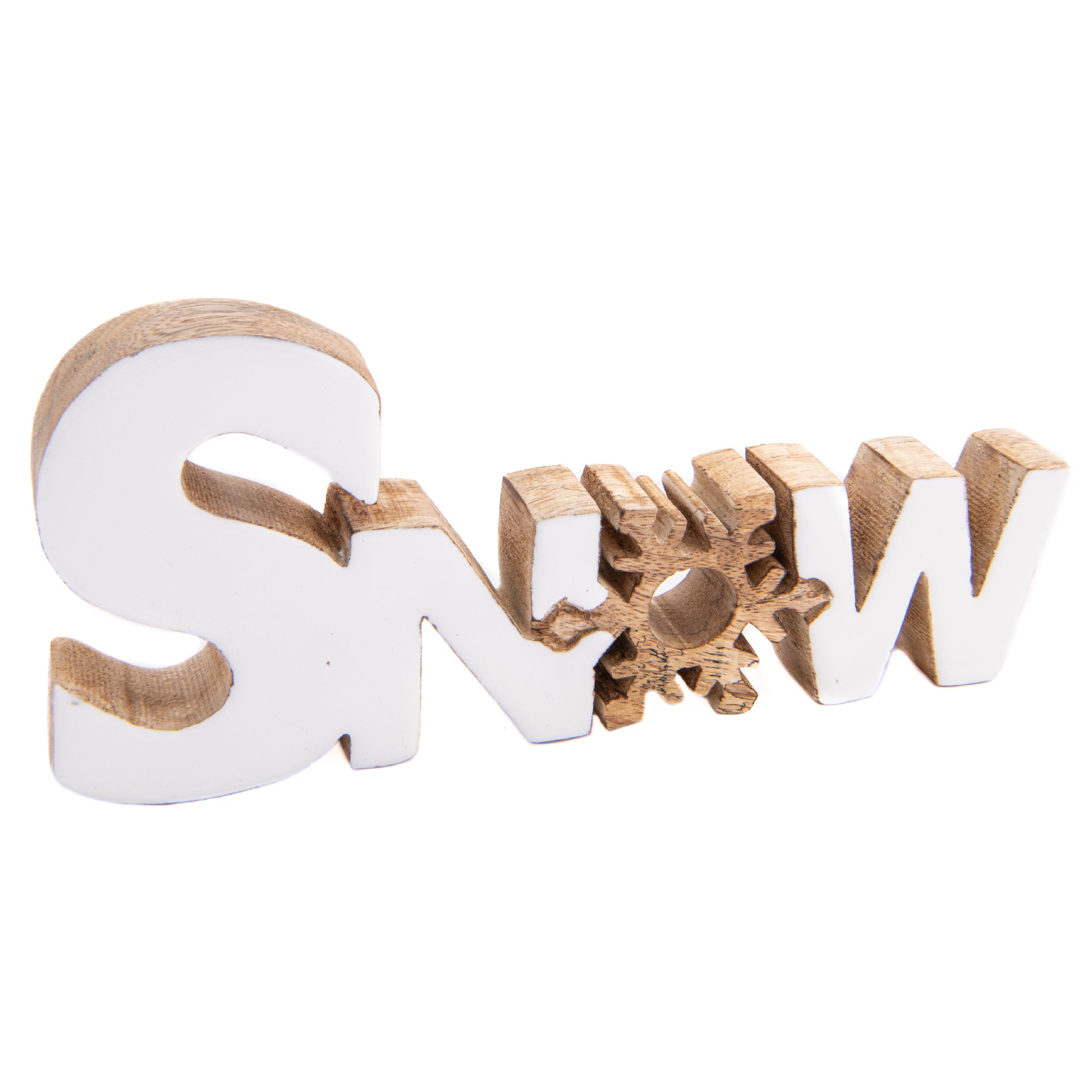 Wooden Enamel Coated Decor Snow, Holiday Decor