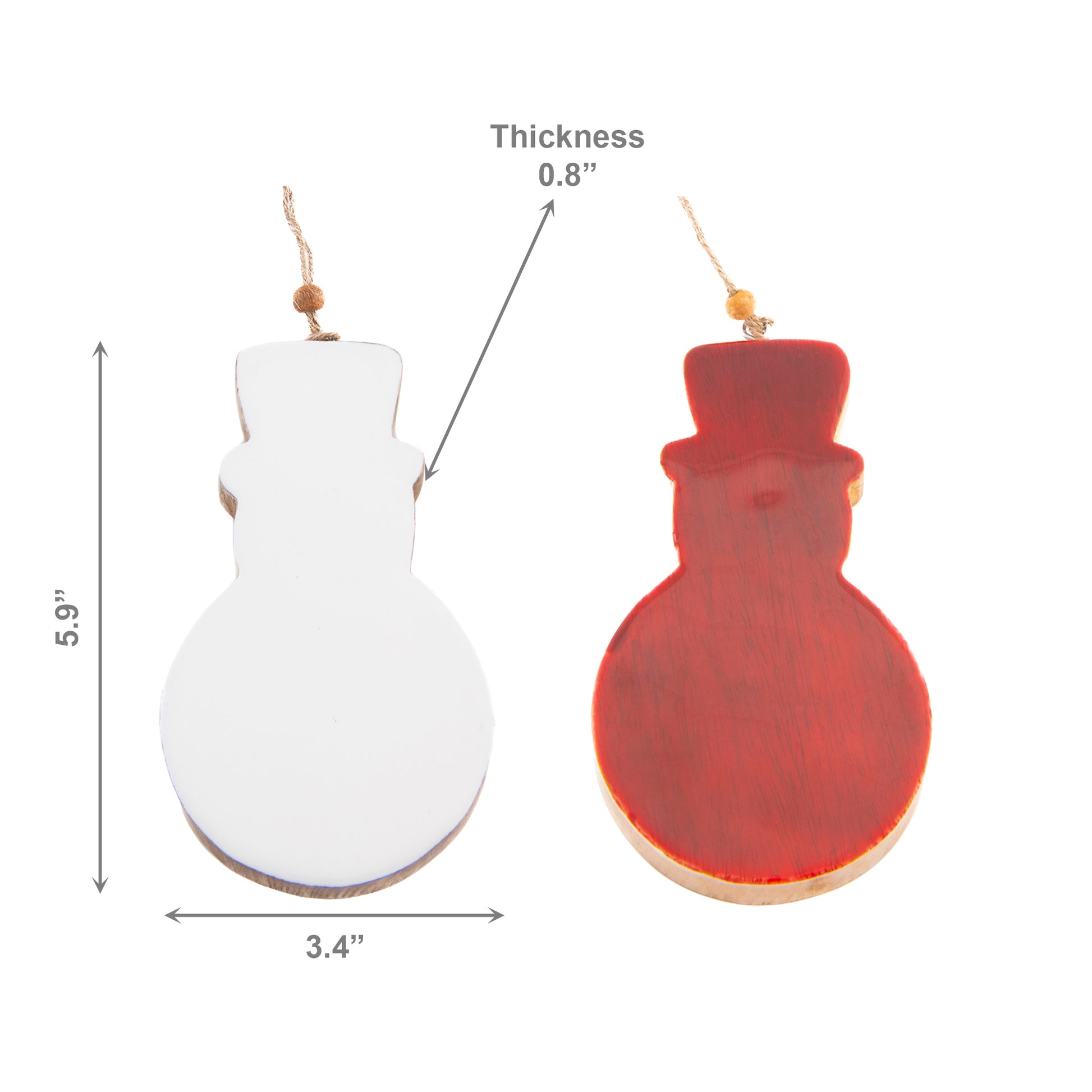 Wooden Enamel Coated Snowman Ornament Assorted, Christmas, Ornament, Holiday Decor- Set of 2